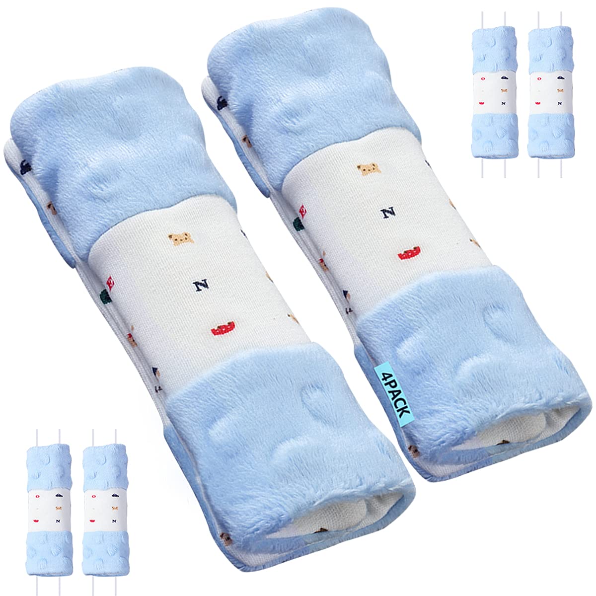 4 Packs Baby Car Seat Shoulder Strap Covers - Soft Padded Protectors for Infant & Toddler Car Seats, Strollers, Pushchairs (5.9