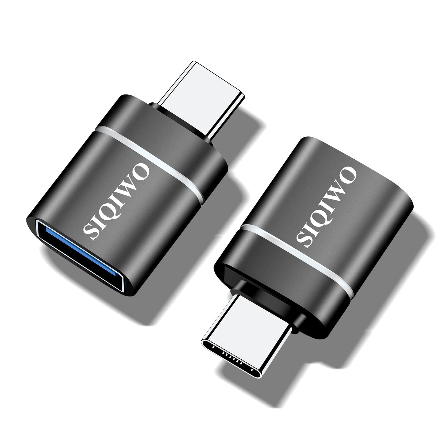 SIQIWO USB C to USB 3.0 OTG Adapter [2 Pack] - Type C to USB OTG Converter for MacBook Pro/Air, Dell XPS, Samsung Galaxy, Huawei, Surface Go - Fast Data Transfer & Charging for Laptops, Phones & Tablets