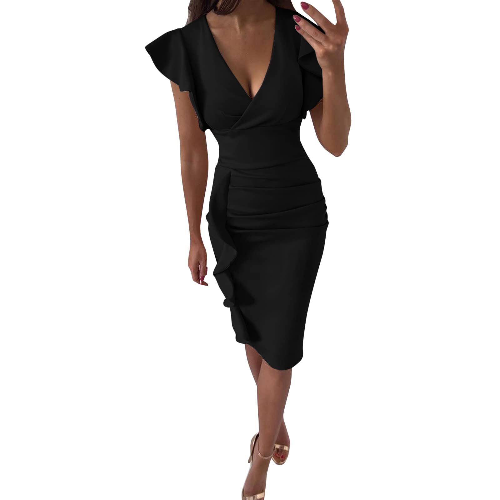 Keepfit Long Maxi Dresses for Women - Black & Aqua Solid Color Casual Summer T-Shirt Dress | Perfect for Beach Vacations, Outdoor Parties & Everyday Wear