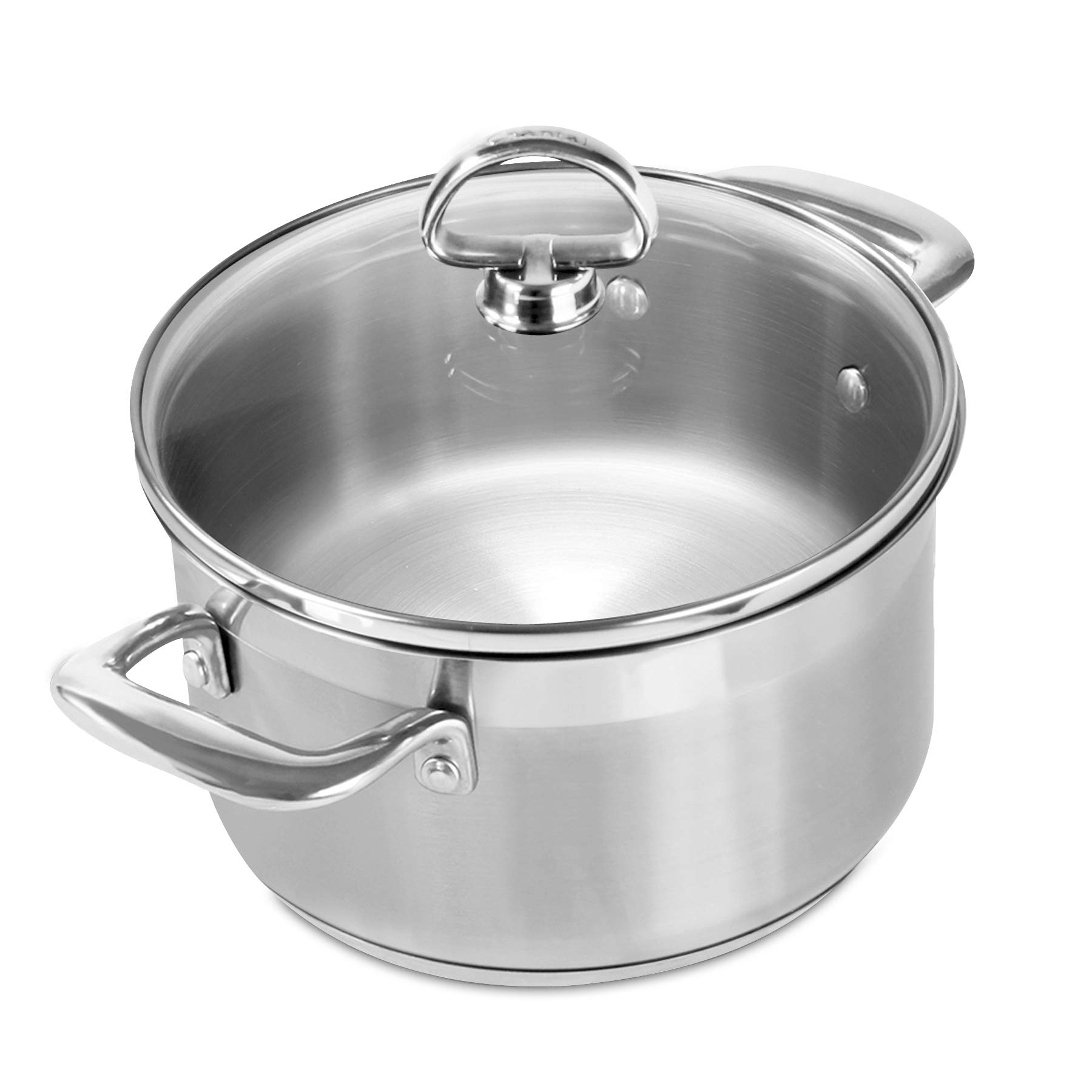 Chantal Induction 2-Quart Stainless Steel Soup Pot with Tempered Glass Lid - Perfect for Stovetop Cooking, Soups, Stews & Pasta (21 cm, Induction Compatible)