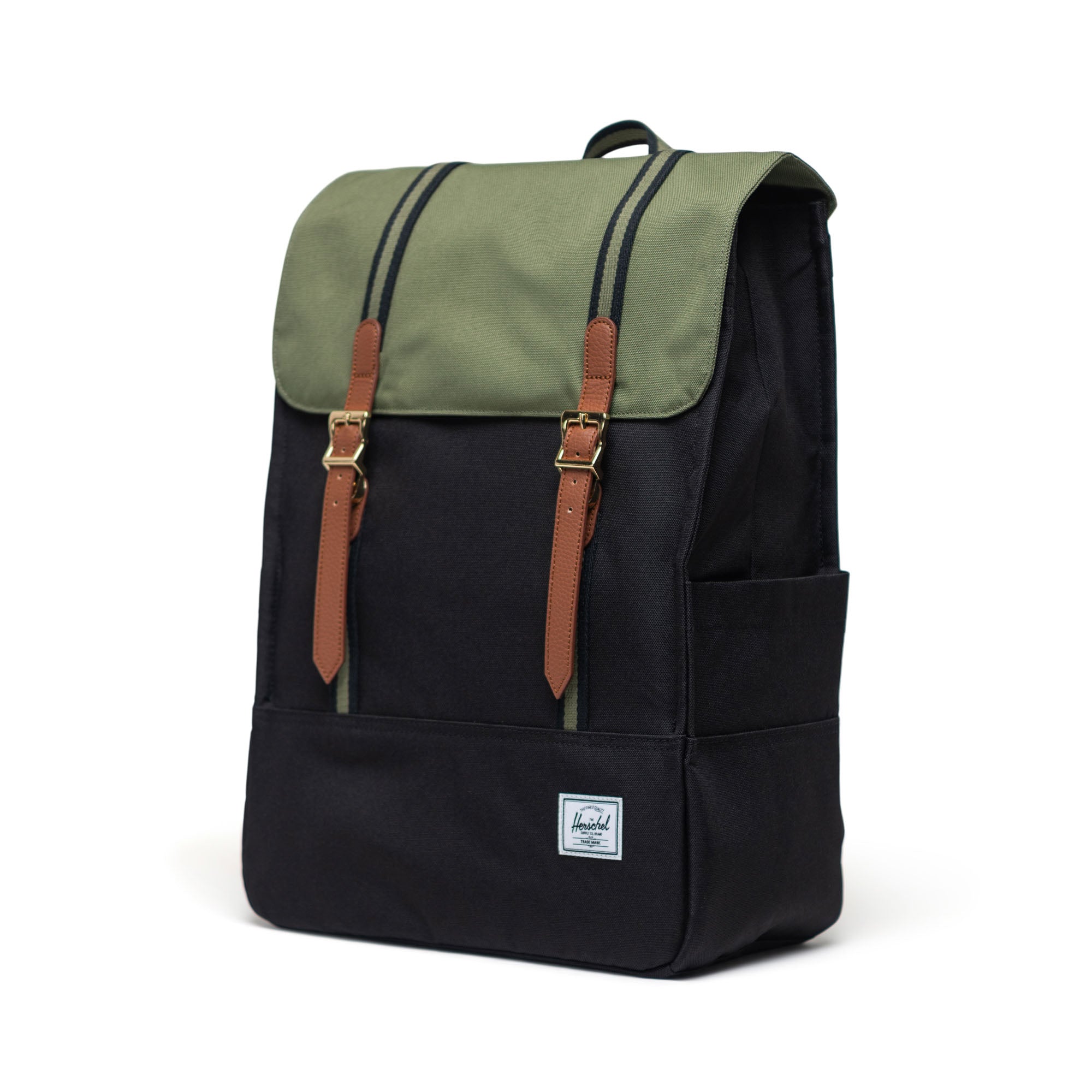 Herschel Survey Backpack - Black & Four Leaf Clover Design - Durable Laptop Backpack for School, College, Travel & Everyday Use