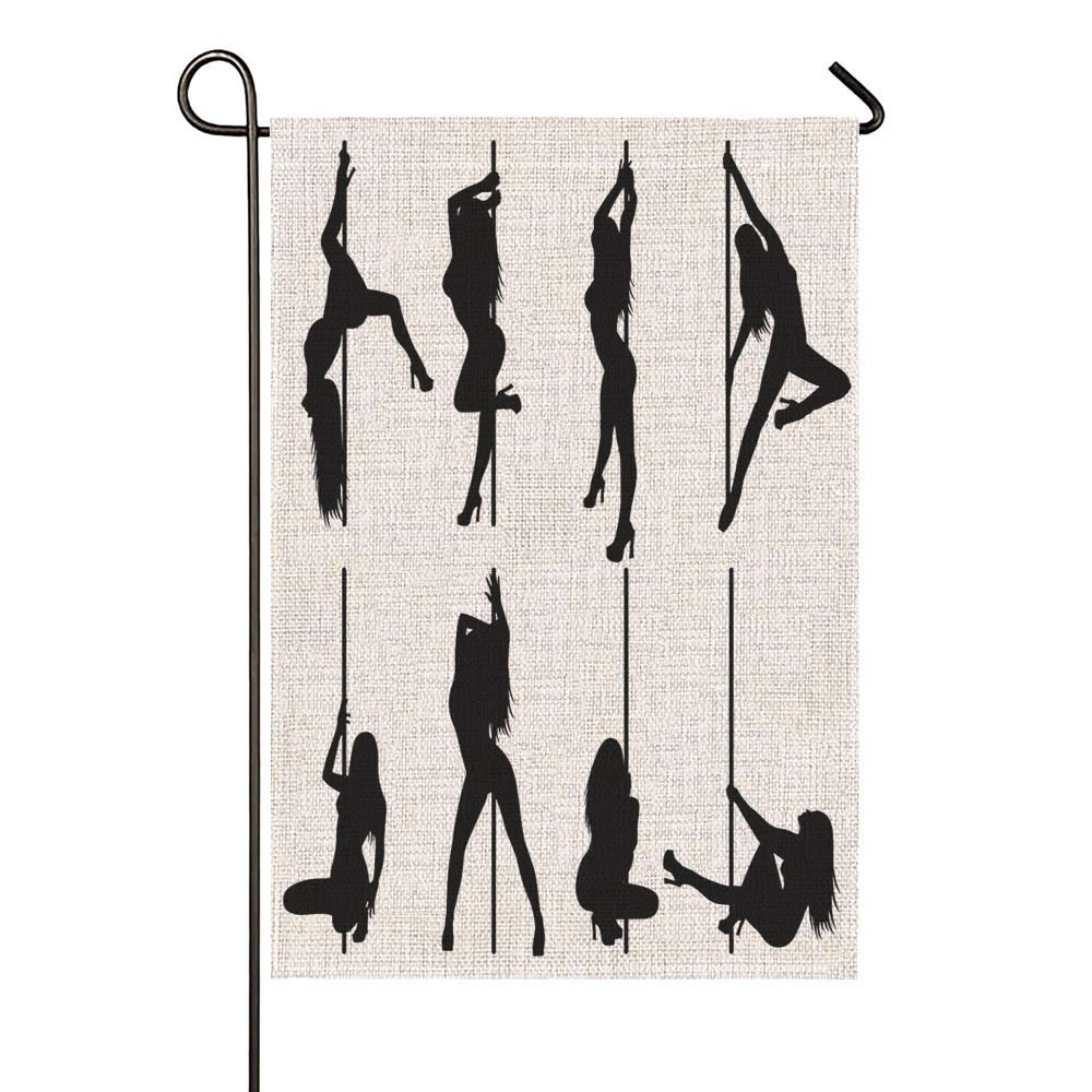 oFloral Sexy Female Pole Dance Burlap Garden Flag - 8 Unique Shapes, 12.5 x 18 Inches - Stripper-Themed Outdoor Decor for Home & Garden - Perfect for Bachelorette Parties, Girls' Night Out & Dance Studio Decor