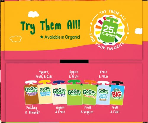 GoGo squeeZ Fruit & VeggieZ Applesauce Variety Pack - 20 Pouches, BPA Free, Kids Snacks for School & Travel