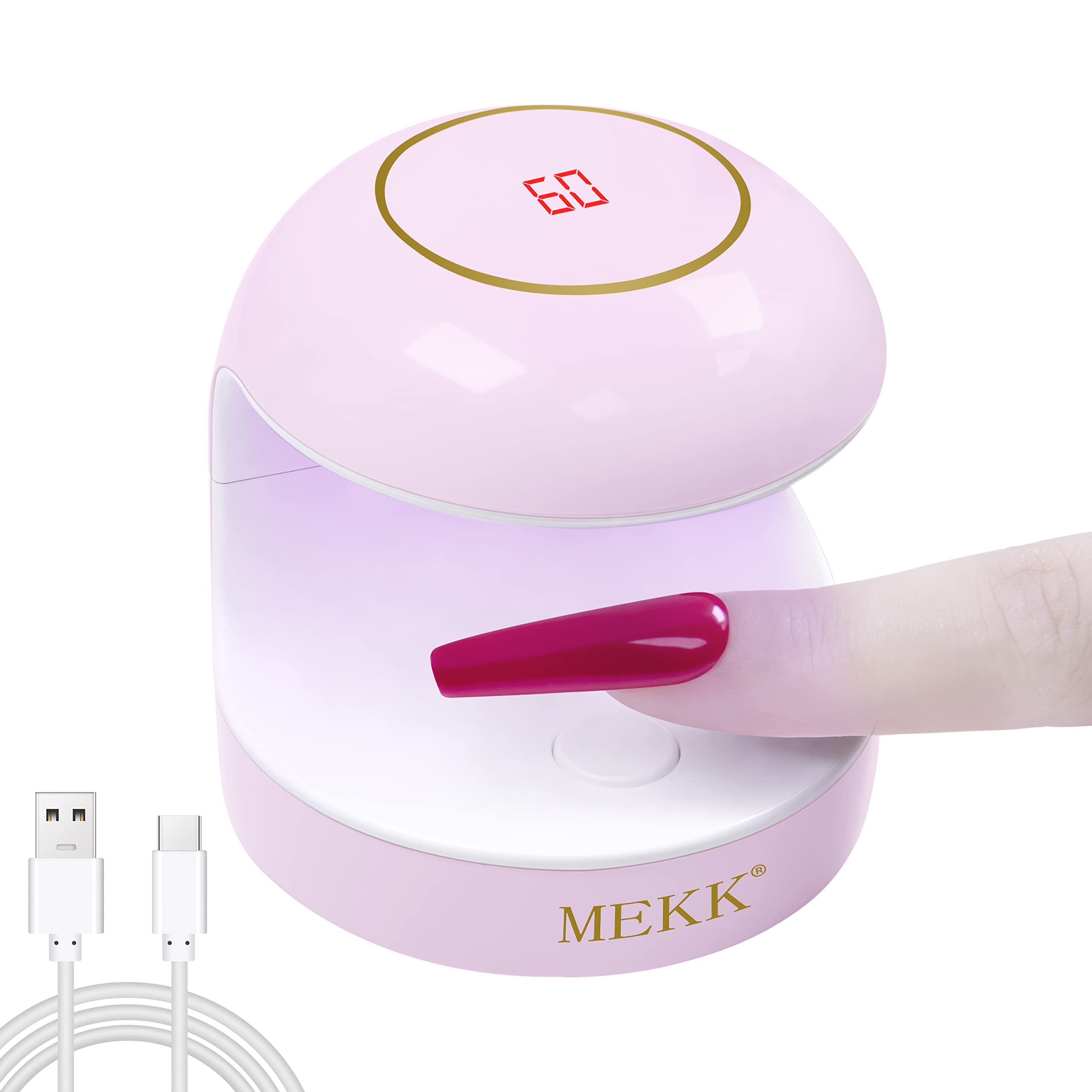 Mini UV LED Nail Lamp 18W - Professional Gel Nail Dryer with Type-C Port for Home & Salon Use | Fast Curing for Gel Polish & Nail Art (Pink) | Perfect for Manicures, Pedicures & DIY Nail Designs
