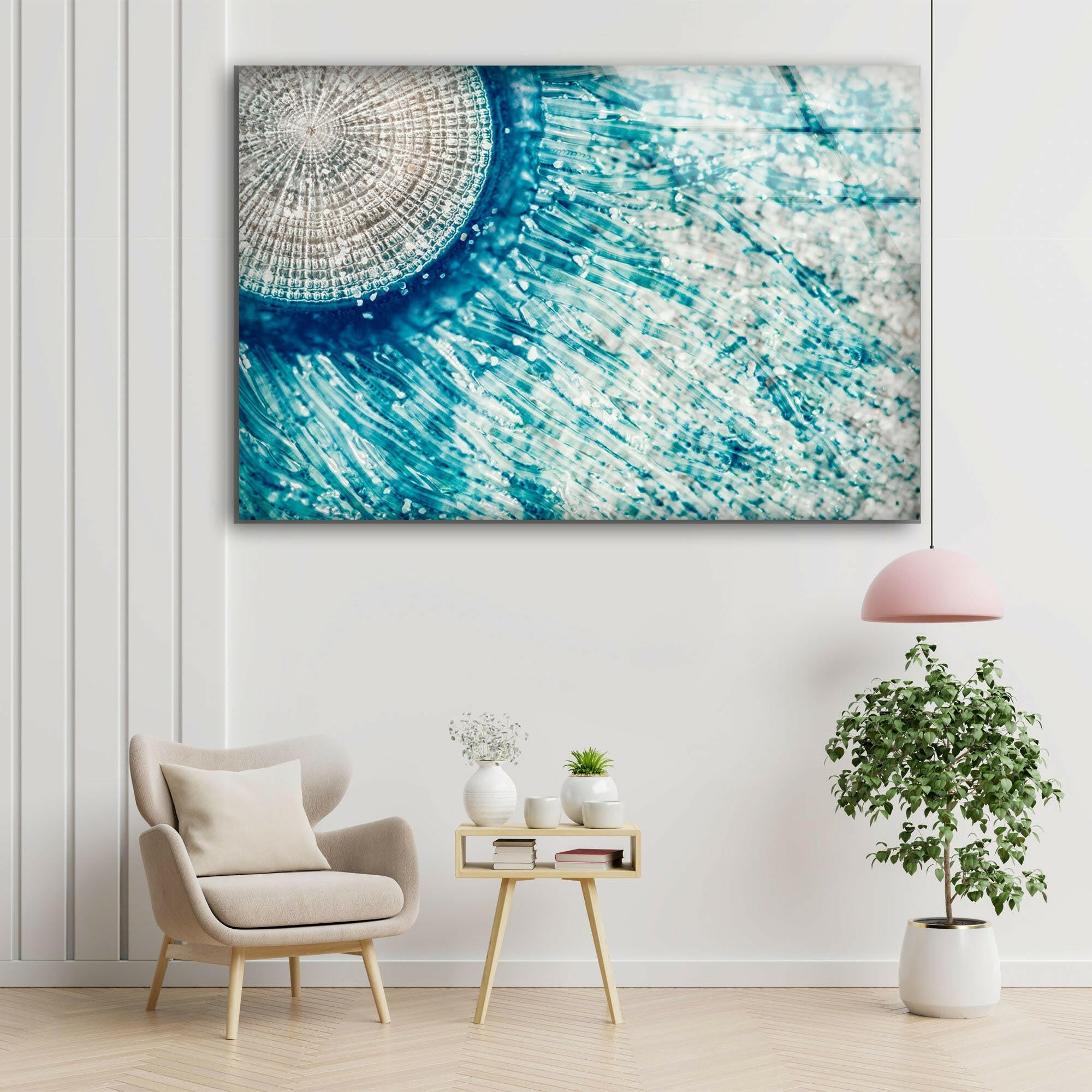 Blue Button Jellyfish Glass Wall Art - Handmade Ocean Themed Decor for Living Room, Bedroom & Office - Perfect Coastal Home Decor Gift
