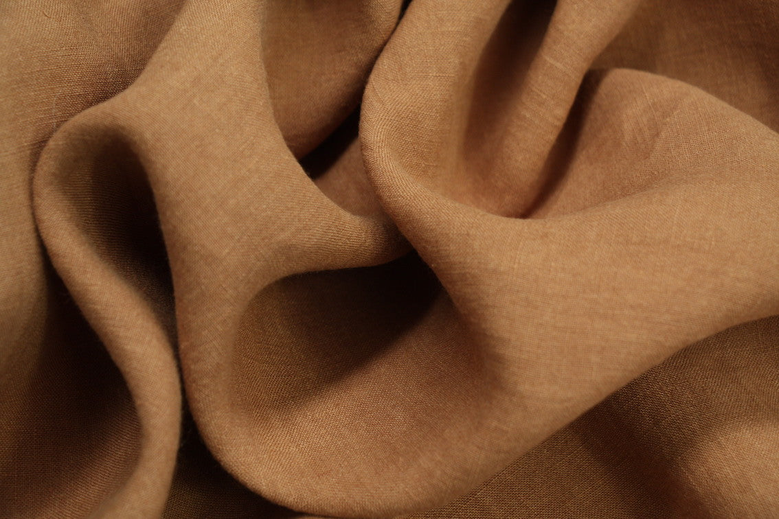 Premium Bedford Toffee Washed Linen Fabric - Soft & Durable for Home Decor, Curtains, Upholstery & DIY Crafts