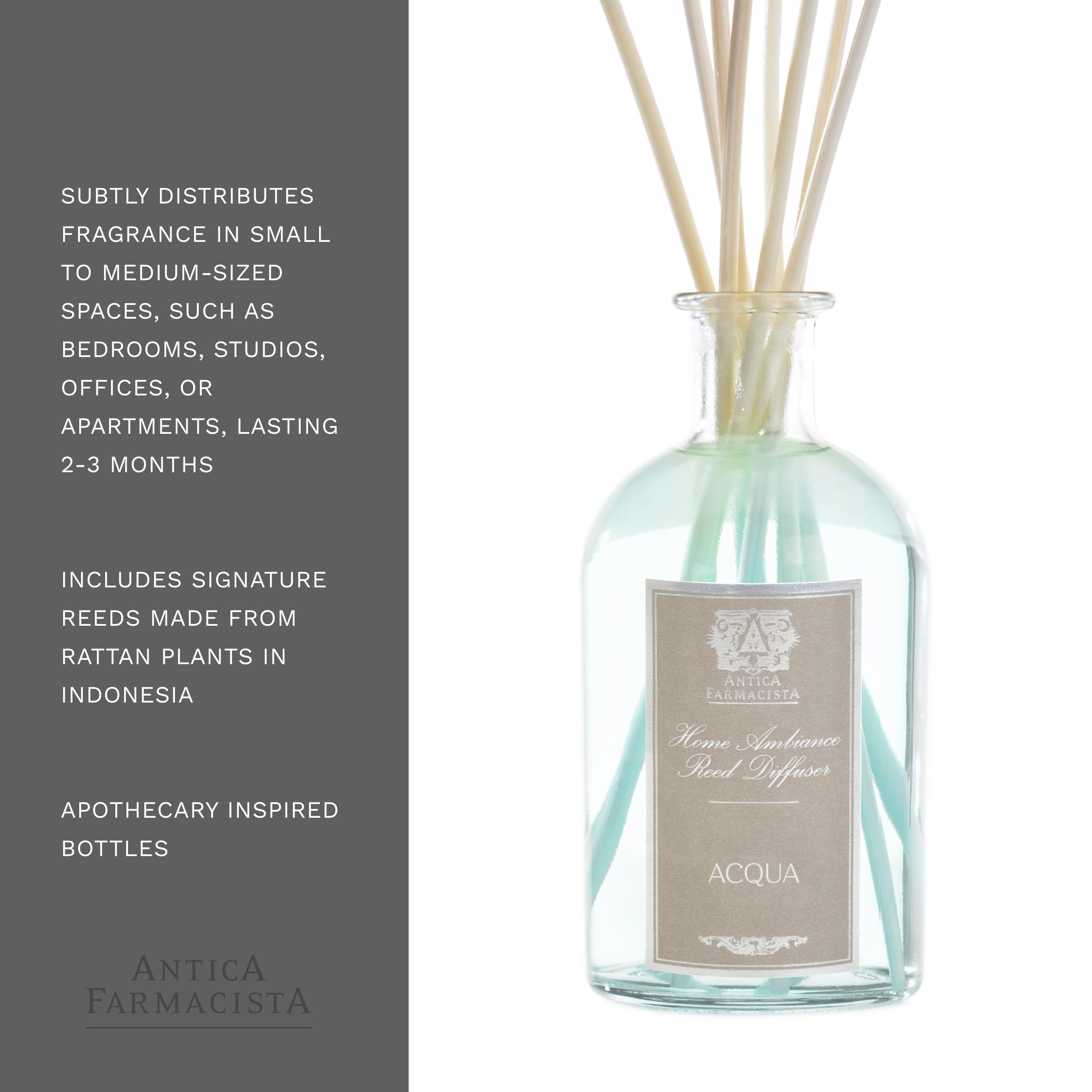 Antica Farmacista Acqua Scented Home Ambiance Diffuser - 8.45 Fl Oz Essential Oil Aromatherapy for Living Room, Bedroom & Spa Relaxation