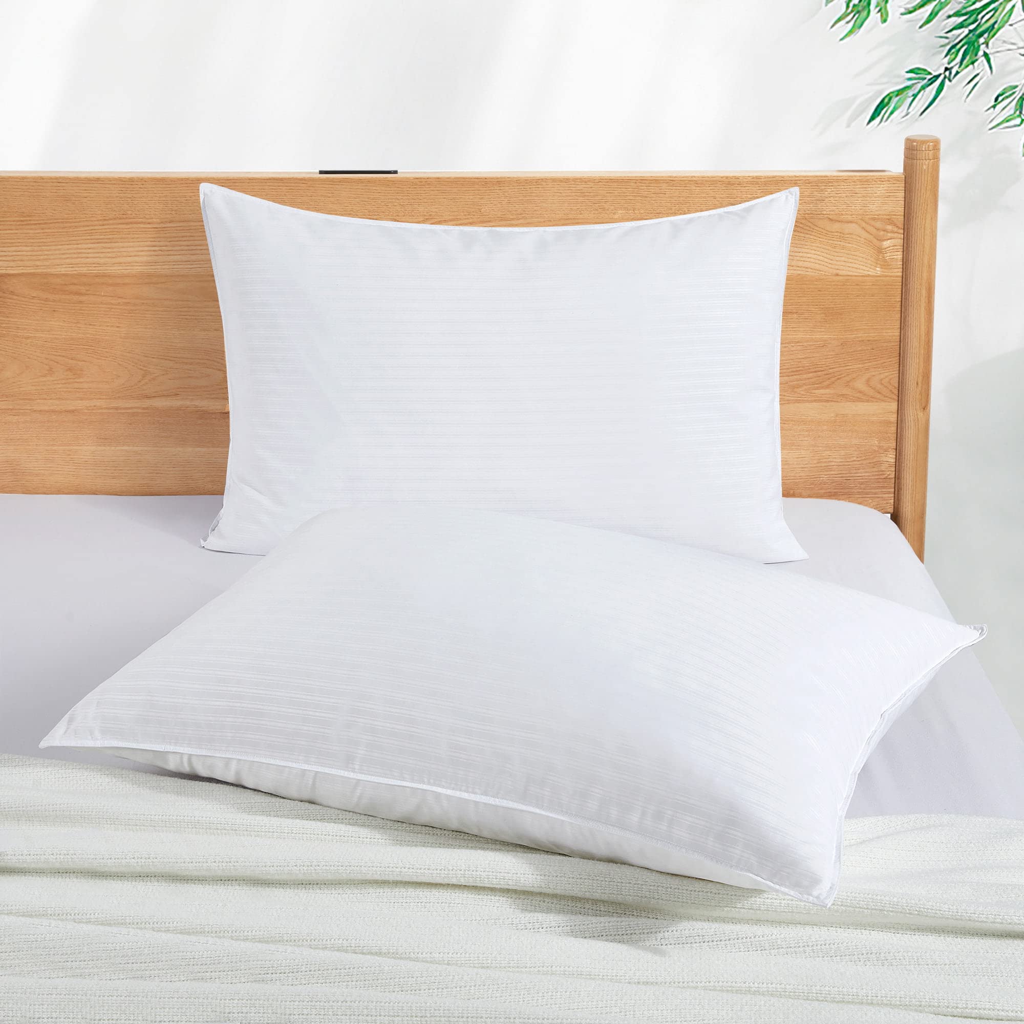 Premium 2 Pack Goose Feather Down Bed Pillows - Queen/King Size, Soft & Supportive White Down Pillows for Side, Back & Stomach Sleepers - Luxury Hotel Quality Bedding for Ultimate Comfort