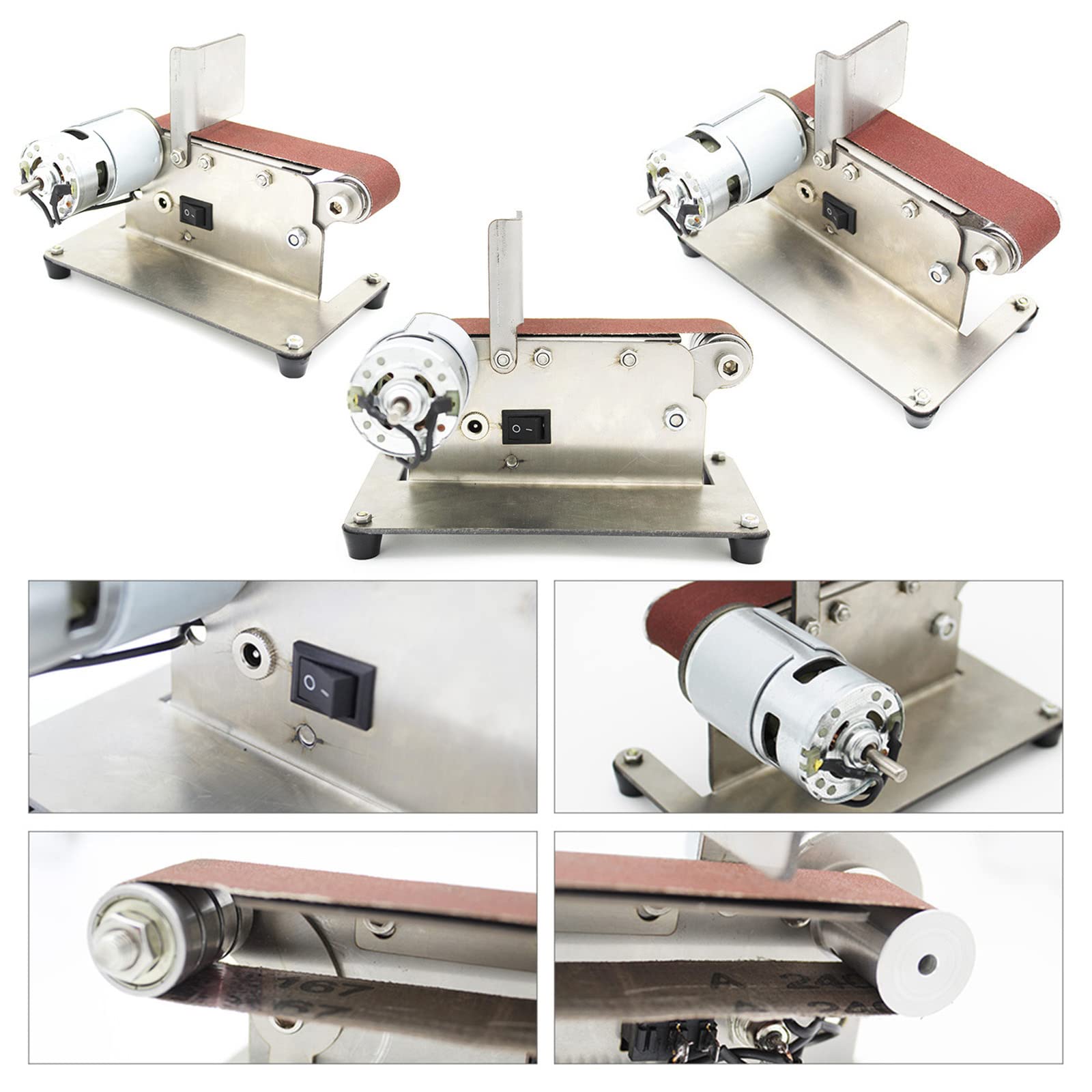 ZJDYDY Mini Belt Sander - 4500-9000RPM Adjustable Speed Electric Grinder for DIY, Knife Sharpening & Metal Polishing | 775 Motor Bench Grinder for Woodworking, Metalworking & Craft Projects