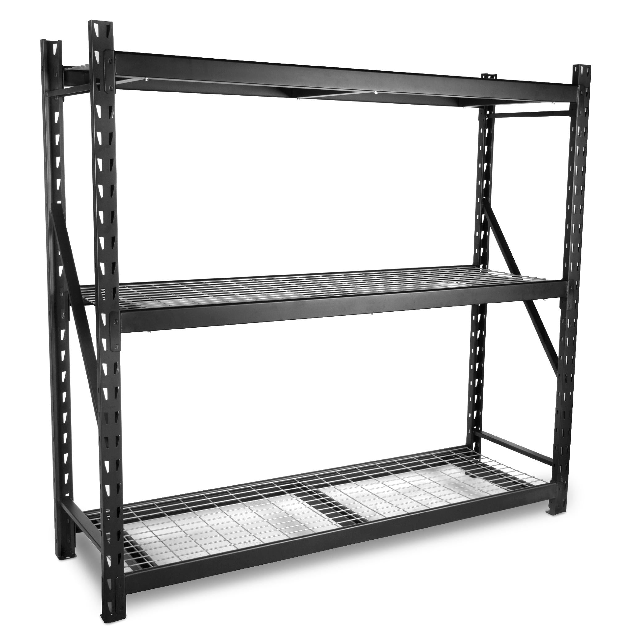 WEN RK7724 Heavy Duty 3-Tier Industrial Steel Storage Rack - Adjustable Shelves, 6000 lb Capacity - Perfect for Garage, Warehouse & Workshop Organization
