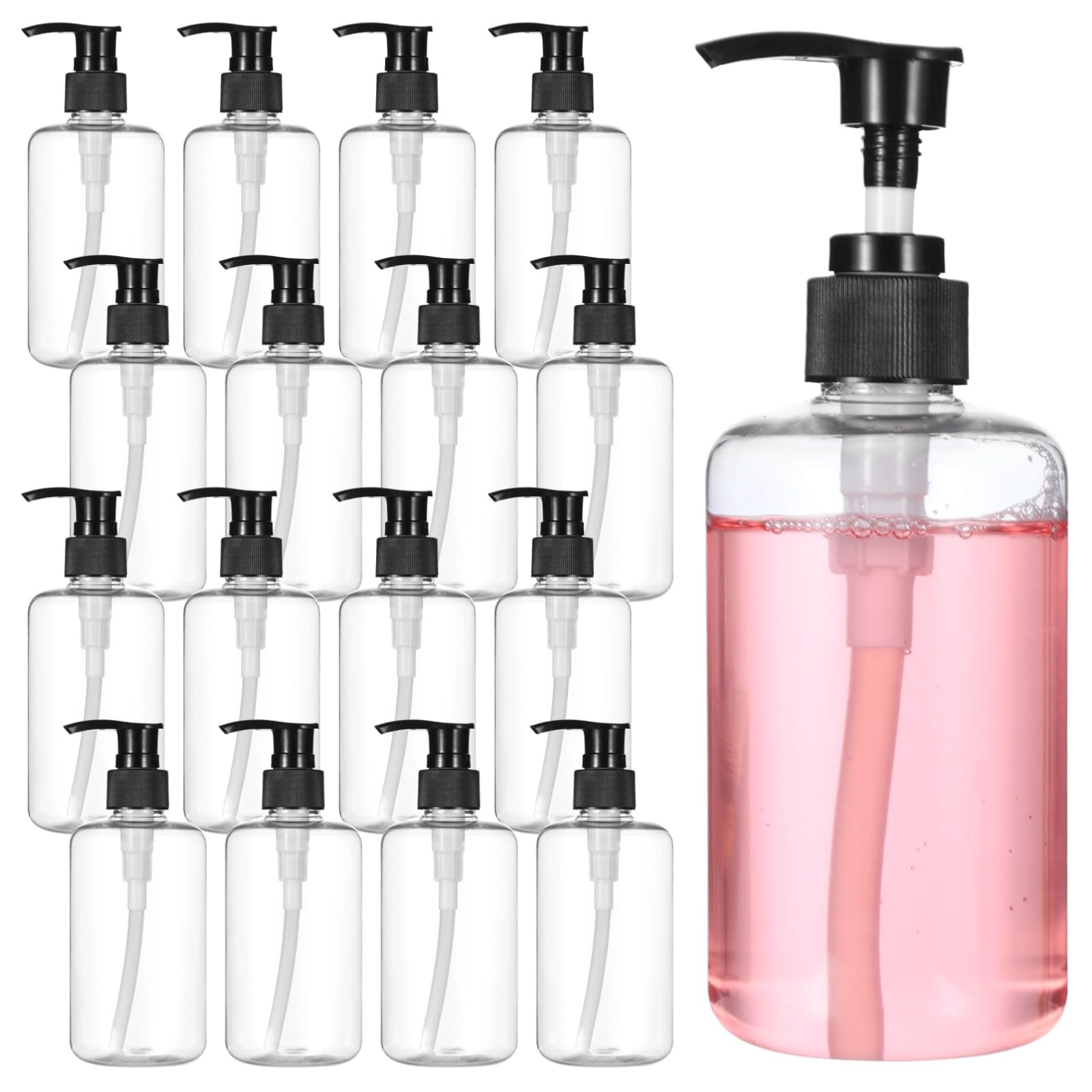 30 Pcs 8 oz Clear Empty Plastic Lotion Bottles with Pump - Refillable Travel Containers for Shampoo, Body Wash, Hand Soap, Oil & Face Cream | Portable Dispenser for Home, Salon, Gym & Travel Use
