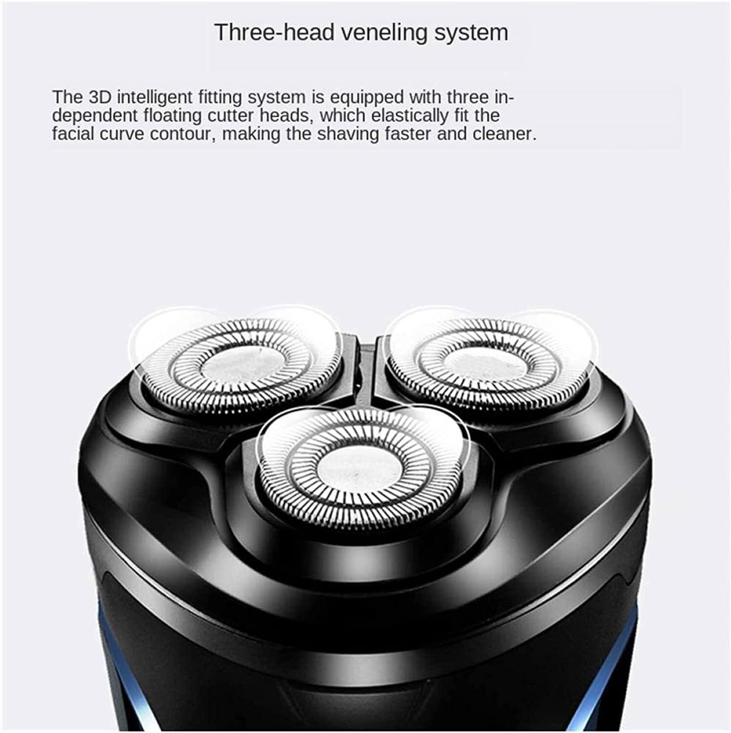 Waterproof IPX7 Rechargeable Electric Shaver for Men - Wet & Dry Rotary Shaving Razor with Pop-up Trimmer (Blue) - Perfect for Travel, Gym & Daily Grooming