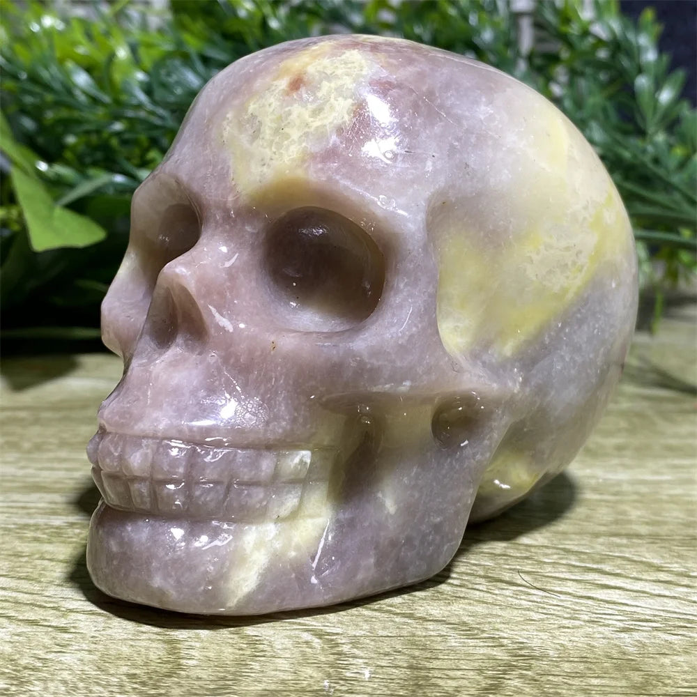 Natural Crystal Red Green Skull Tourmaline Carving - Healing Stones for Spiritual Feng Shui, Reiki Energy, Home Decor & Meditation Space Enhancement