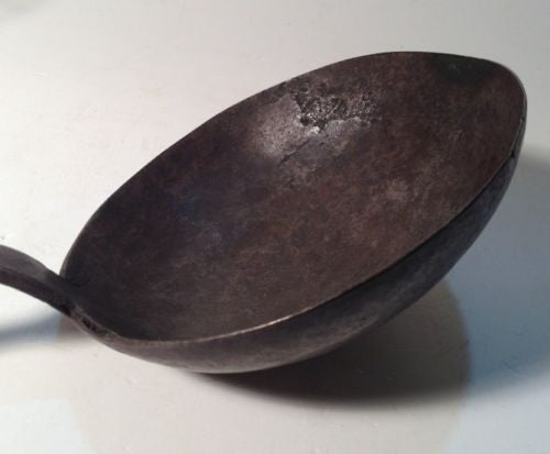 18th Century Antique Wrought Iron Tasting Spoon - Large Pre-Revolutionary War Exhibit Piece for Historical Display & Collection