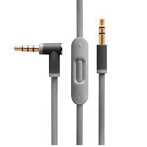 Beats by Dr Dre Headphone Replacement Audio Cable with In-Line Mic & Controls - Compatible with Solo, Studio, Pro, Detox, Wireless, Mixr, Executive & Pill - Gray - Perfect for Music, Gaming & Calls