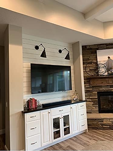 Black Industrial Wall Sconces - Adjustable Swing Arm Wall Mounted Lights, Farmhouse Style Wall Lamp with Hardwire (Set of 2) - Perfect for Living Room, Bedroom, and Hallway Lighting