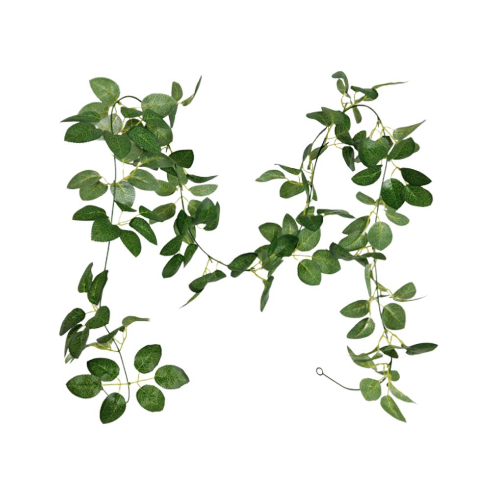 PRETYZOOM Artificial Rose Leaves Rattan Garland - 1.95m Fake Green Vines for Wedding Arch Decor, Backdrop Wall, and Event Decoration - Perfect for Boho Weddings, Baby Showers & Home Décor