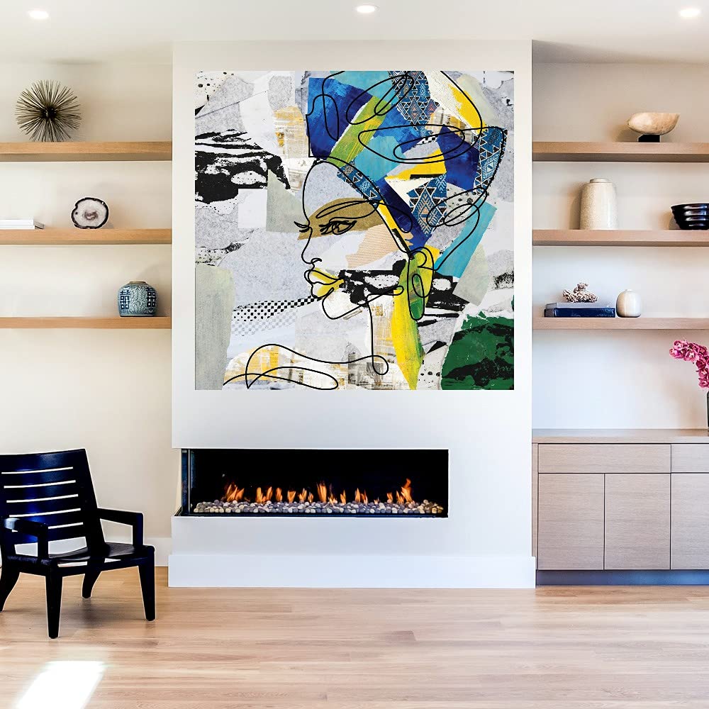 Elegant Turban Queen Fine Art Canvas Wall Decor by Nikki Chu - 32x32 Inches - Ready to Hang for Living Room, Bedroom, Bathroom, Kitchen, Office, Bar & Dining Room - Perfect for Bohemian Home Decor & Gift Giving