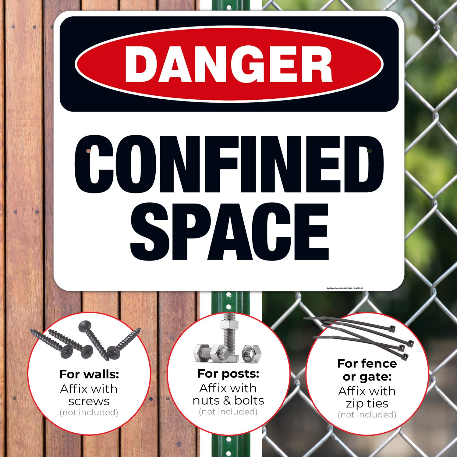 Danger Confined Space Sign - OSHA Compliant 24x30 Inches Rust-Free Aluminum Safety Sign | Fade-Resistant for Indoor & Outdoor Use | Made in USA | Ideal for Construction Sites, Warehouses & Industrial Areas
