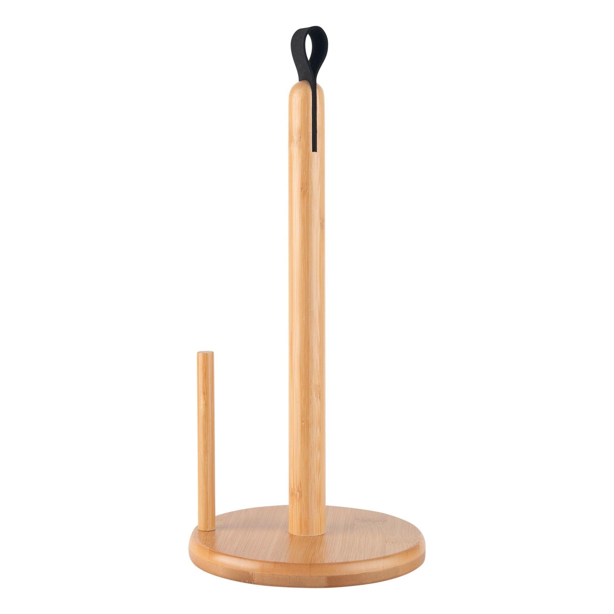 Eco-Friendly Bamboo Leather Paper Towel Holder - Stylish Kitchen & Bathroom Organizer for Sustainable Living
