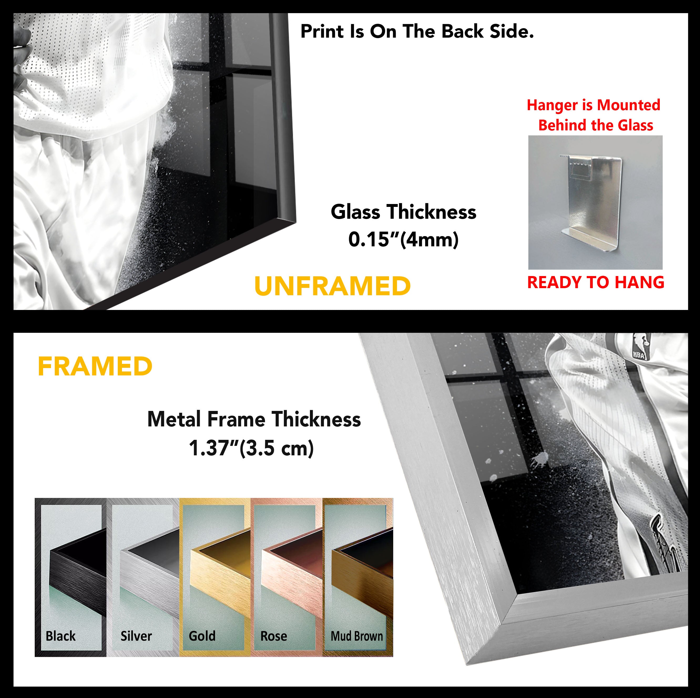 Kobe Bryant Glass Wall Art - Black and White Basketball Decor for Home, Office, or Man Cave - Perfect for Lakers Fans & NBA Memorabilia Collectors