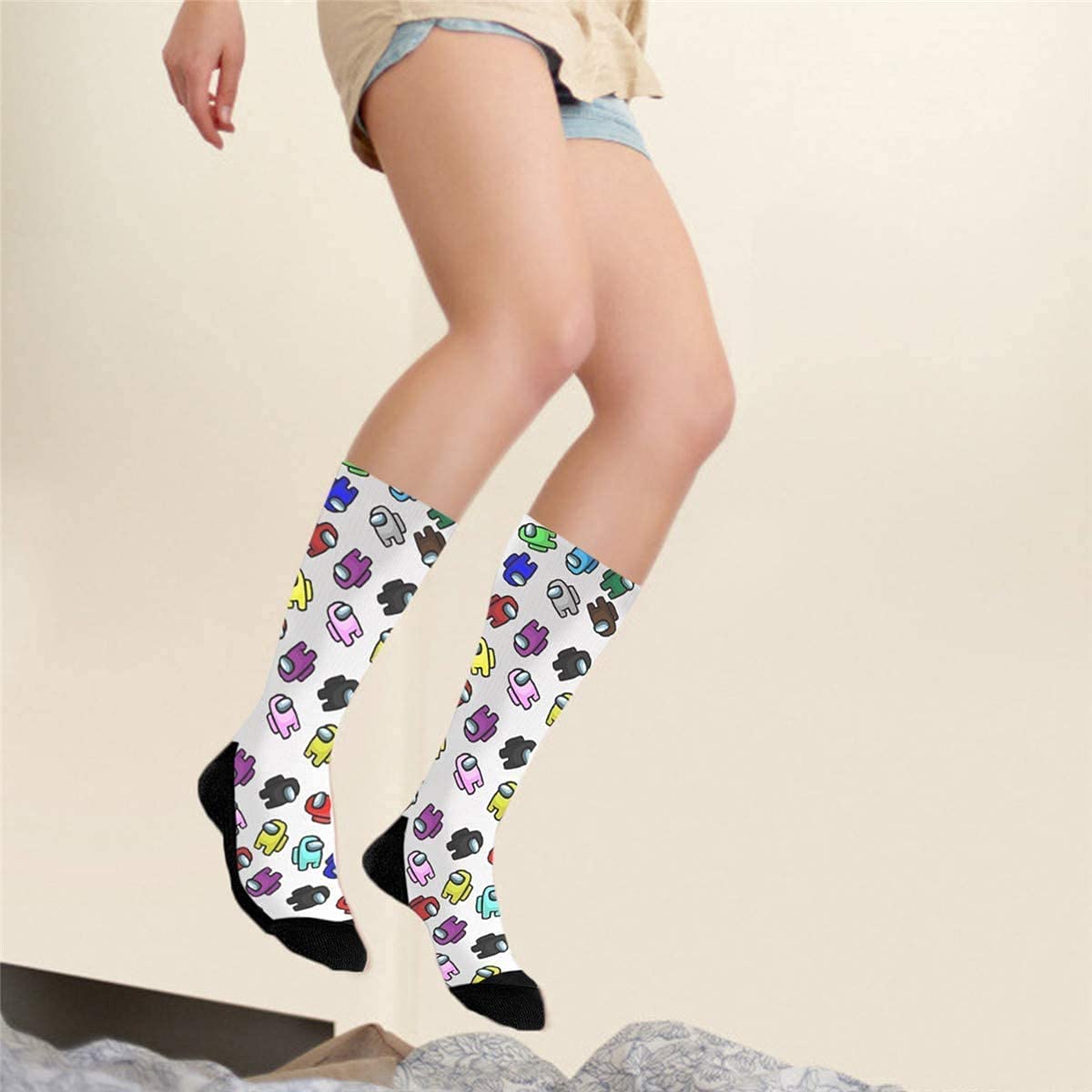 Games Novelty Cotton Comfortable Black Stockings for Men, Women & Kids - Perfect for Casual Wear, Sports & Home Relaxation