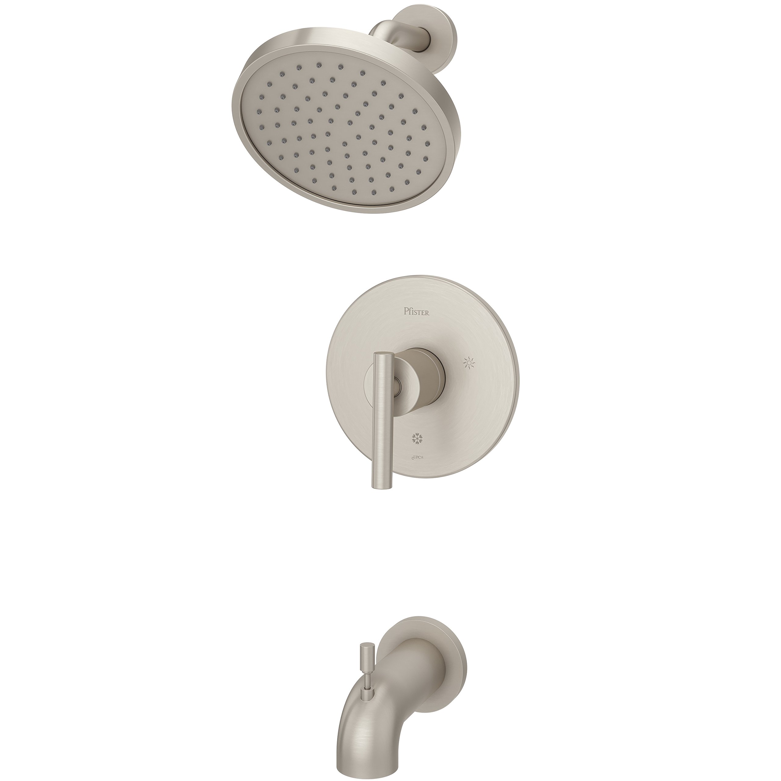 Pfister LG89-8NCK Contempra Tub & Shower Trim Kit - 1.8 GPM Water-Saving Faucet in Brushed Nickel Finish - Perfect for Modern Bathroom Renovations & Water Conservation