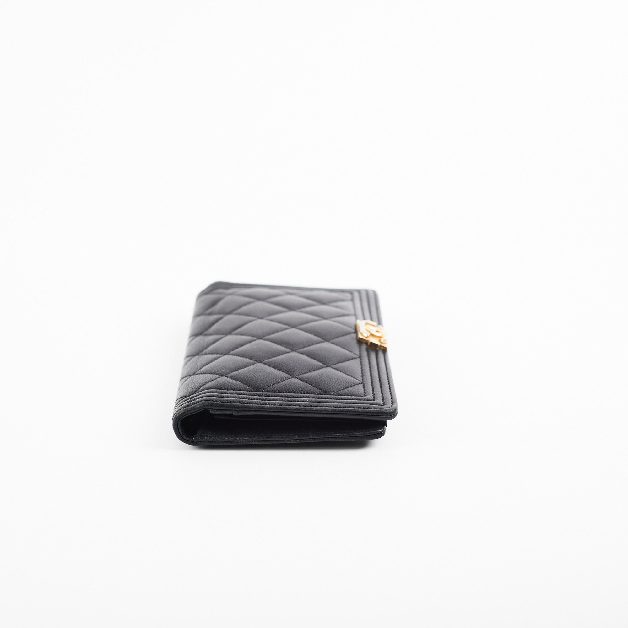 Chanel Boy Black Caviar Leather Wallet for Women - Luxury Designer Card Holder & Coin Purse - Perfect for Everyday Use, Travel, and Special Occasions