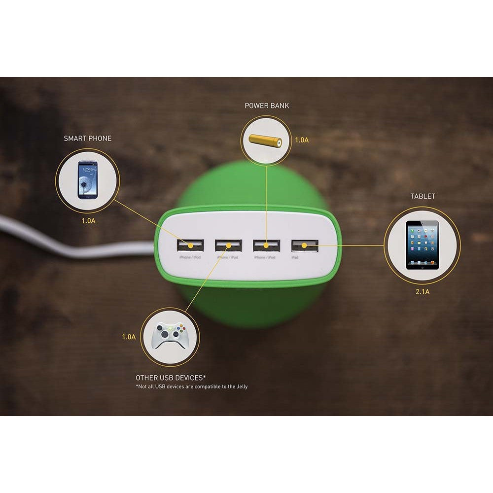 Thecoopidea Jelly 4-Port USB Charger (5.1A) - Fast Charging for iPhone, Android, iPad & More | Perfect for Home, Office & Travel