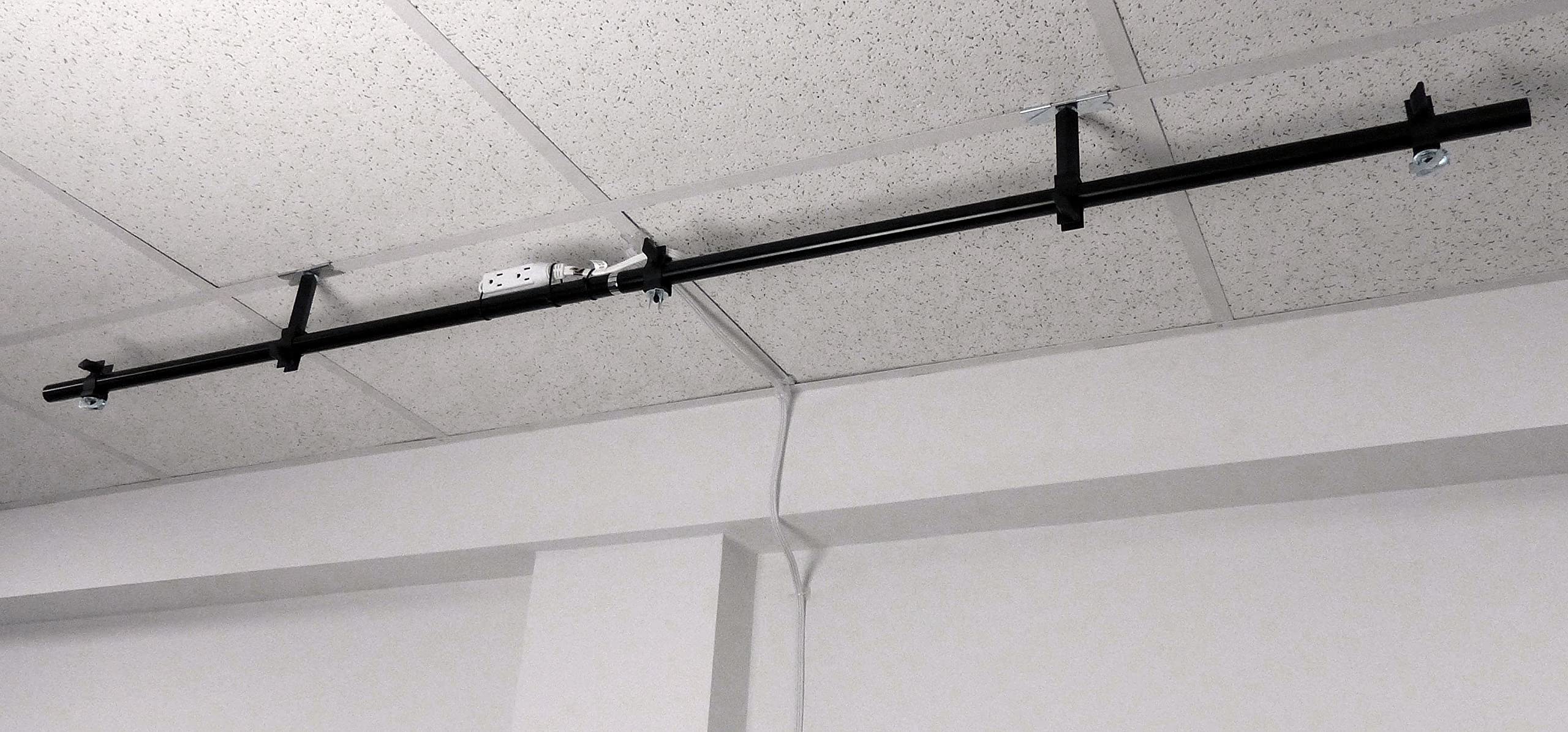 ALZO Suspended Drop Ceiling Mounting Bar for DJ Lights, Stage Lighting & Band Equipment - 15 ft Black Power Cord | Perfect for Clubs, Concerts & Event Venues