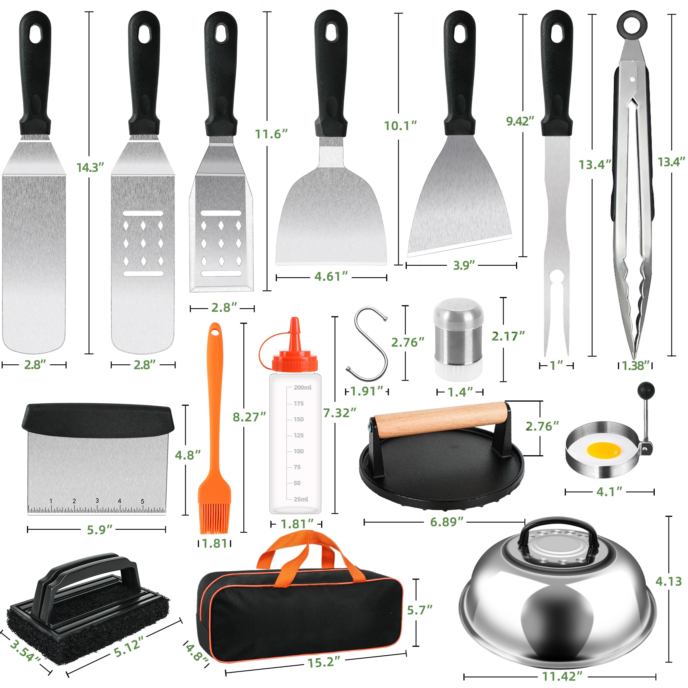 30PCS Griddle Accessories Kit for Blackstone & Camp Chef - Professional Flat Top Grill Tools Set with Spatulas, Melting Dome & Burger Press - Perfect for Outdoor Cooking, BBQ Parties & Camping - Great Gifts for Men & Stocking Stuffers