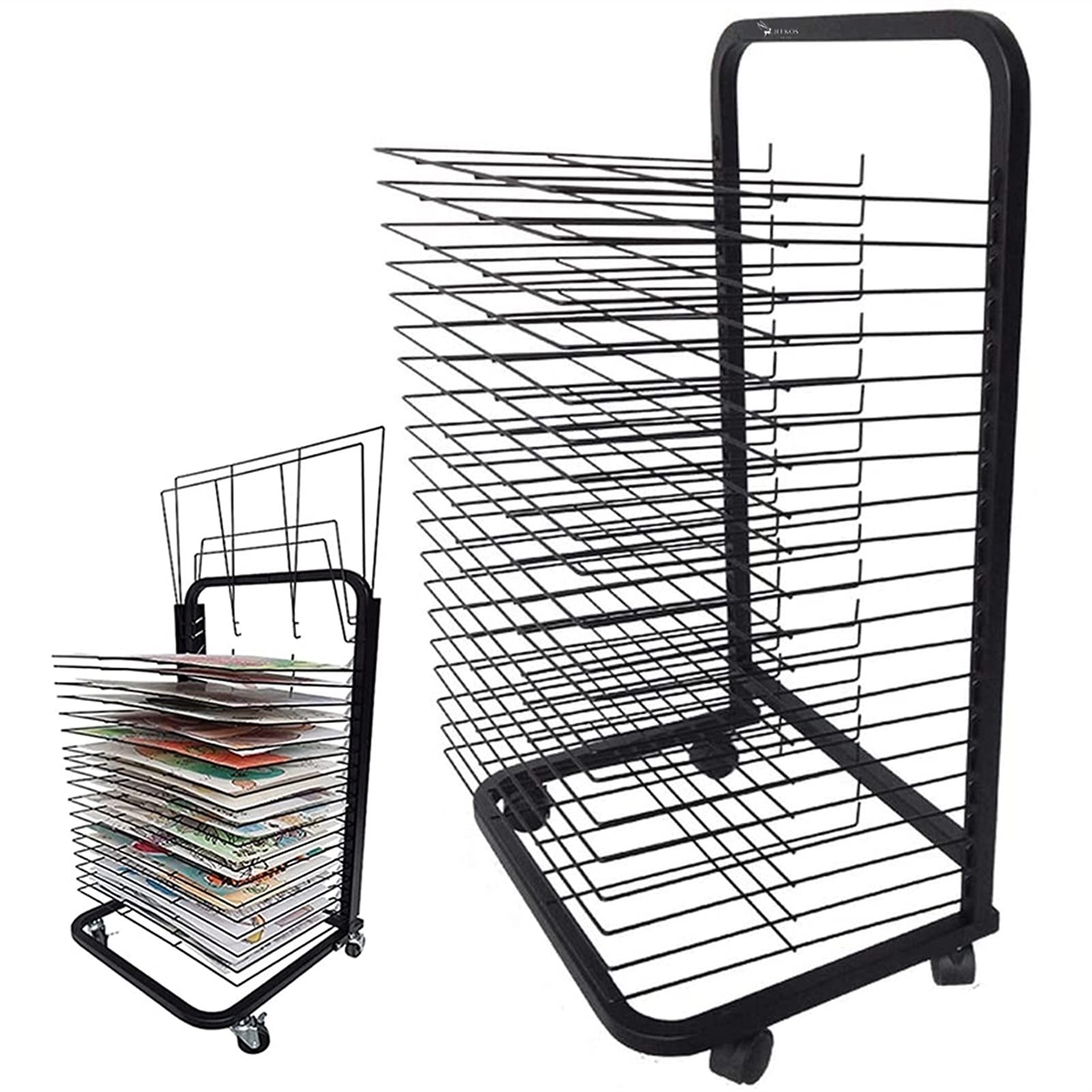 JEEKOS 4-Size Mobile Art Drying Rack with Universal Wheels - Single-Sided Classroom Art Cart for Paintings | Perfect for Art Studios, Schools & Artist Workspaces - Drying & Organizing Art Projects Efficiently