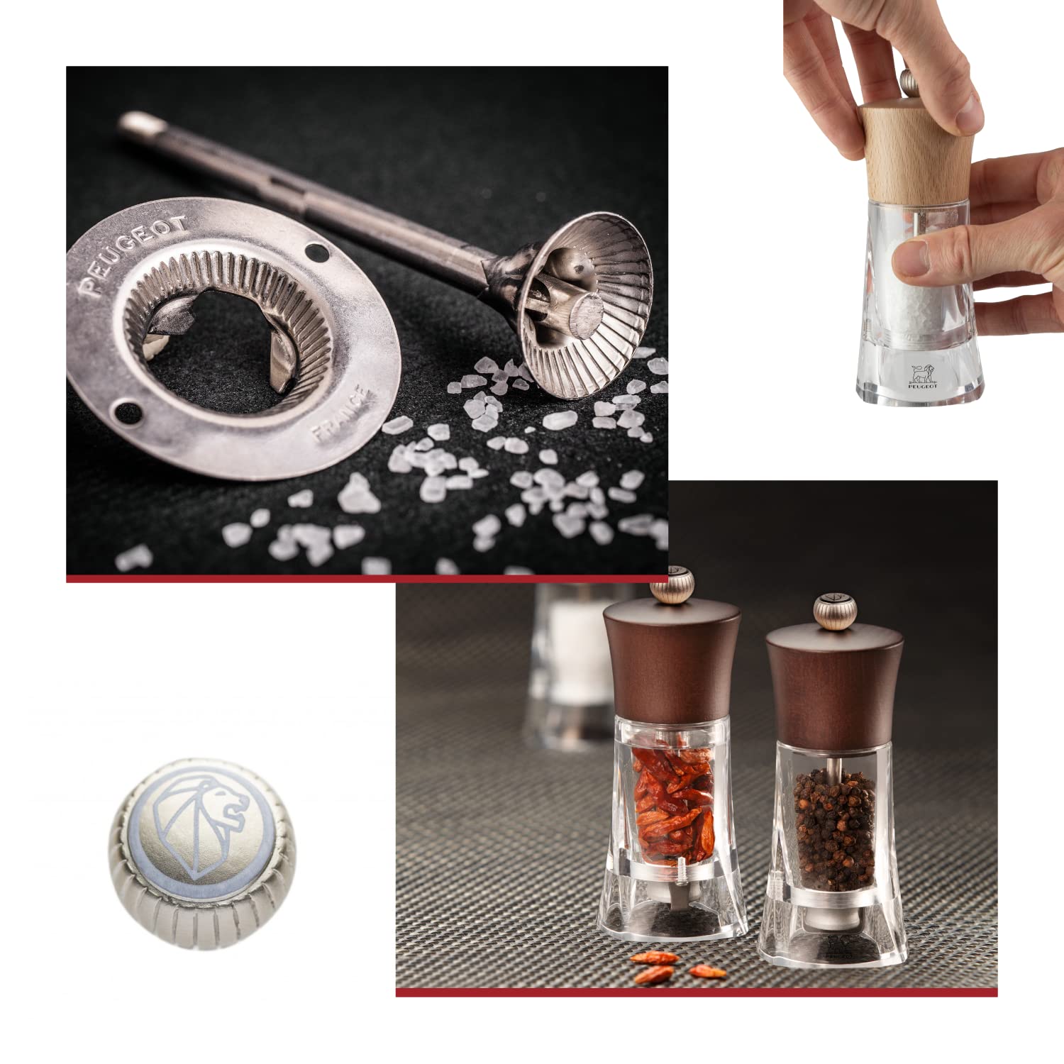 Premium Oleron Manual Wet Salt Grinder - Patented Clear Acrylic & Beechwood Sea Salt Mill - 5.5 Inch Kitchen Tool for Gourmet Cooking, Baking & Tabletop Seasoning