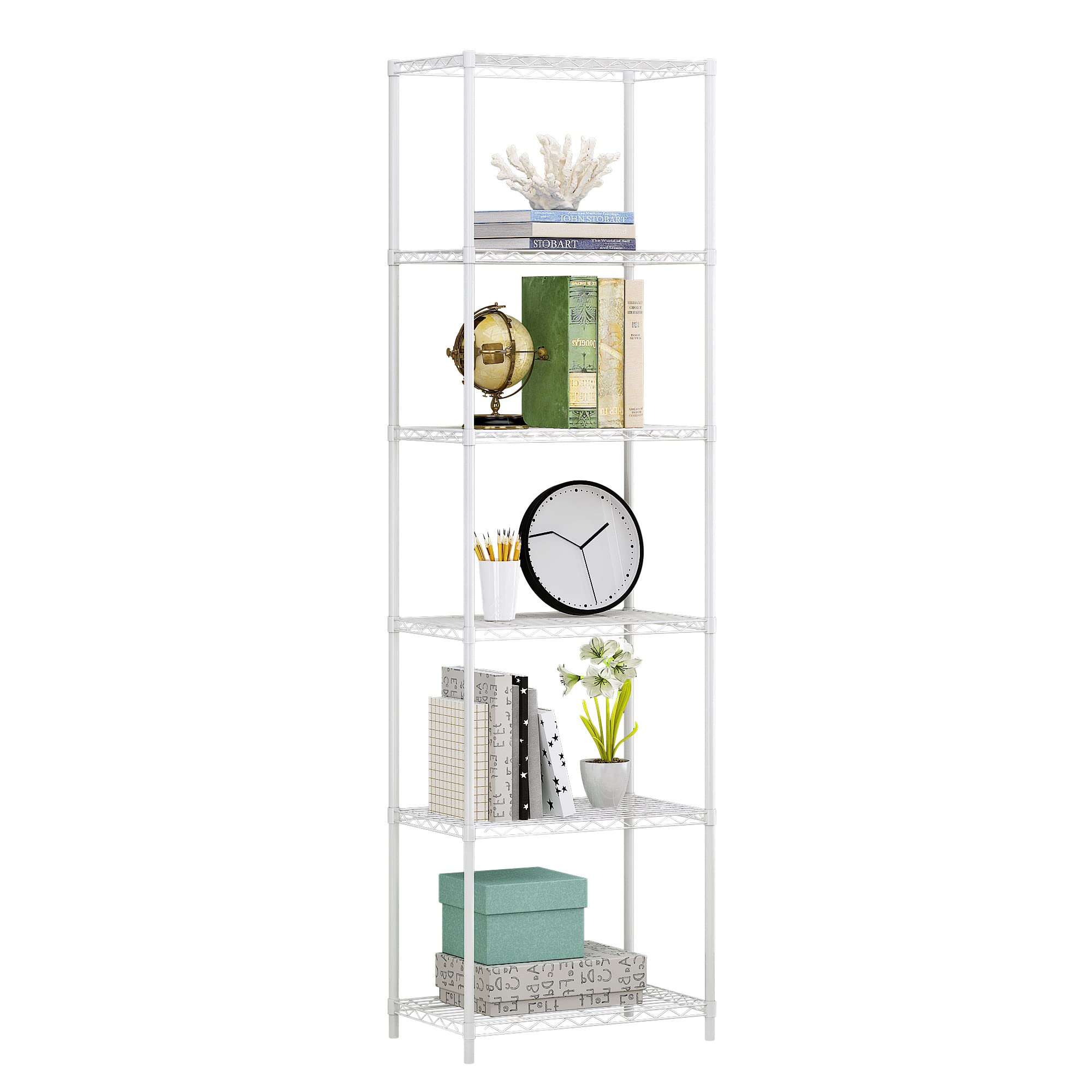 JEROAL 6-Tier Heavy Duty Wire Shelving Unit - 420Lbs Capacity Metal Storage Rack (13.8
