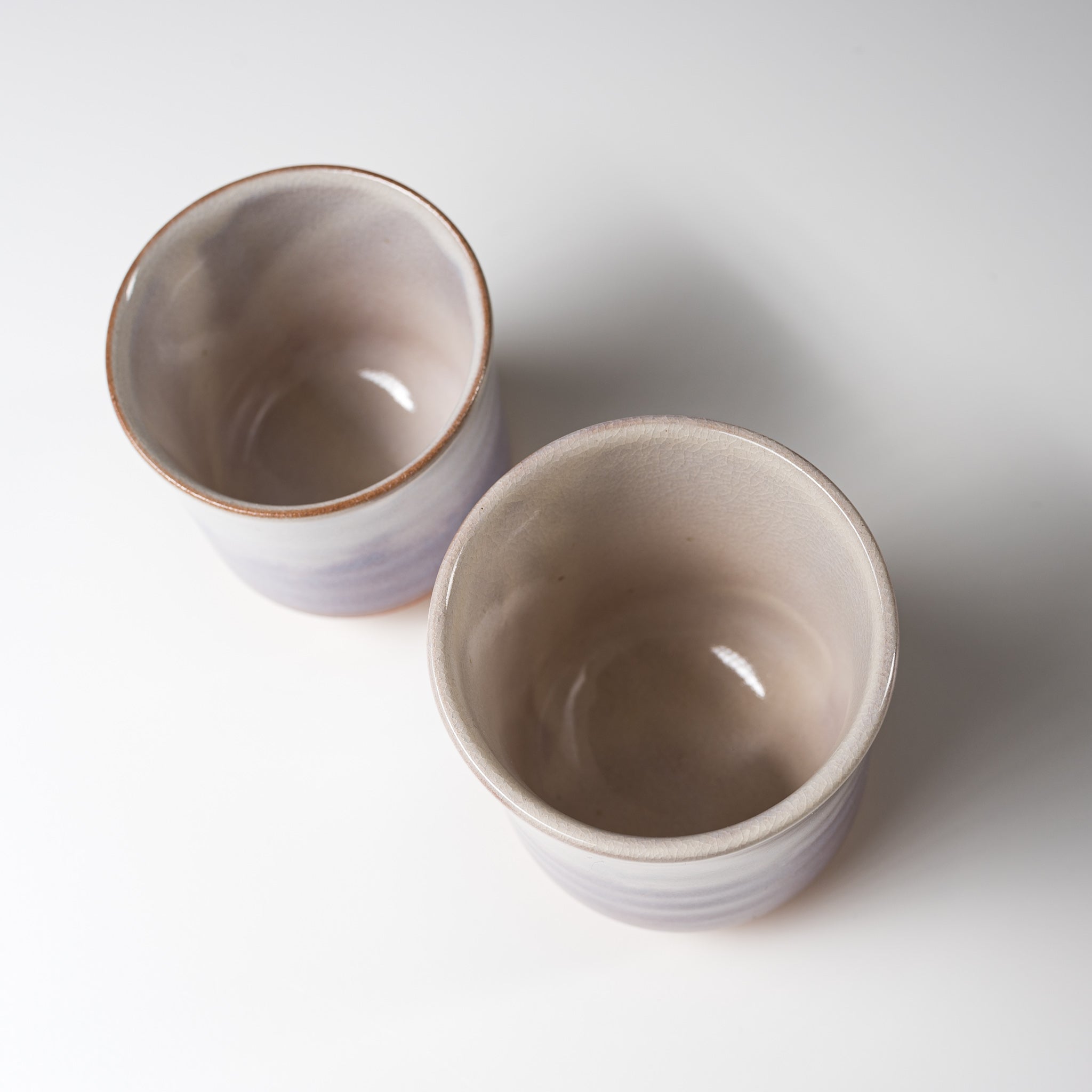 Tenryu Kiln Hagi Ware Pottery Pair Yunomi Tea Cups - Violet Glaze | Authentic Japanese Ceramic Tea Set for Matcha & Sencha | Perfect for Tea Ceremonies & Daily Use