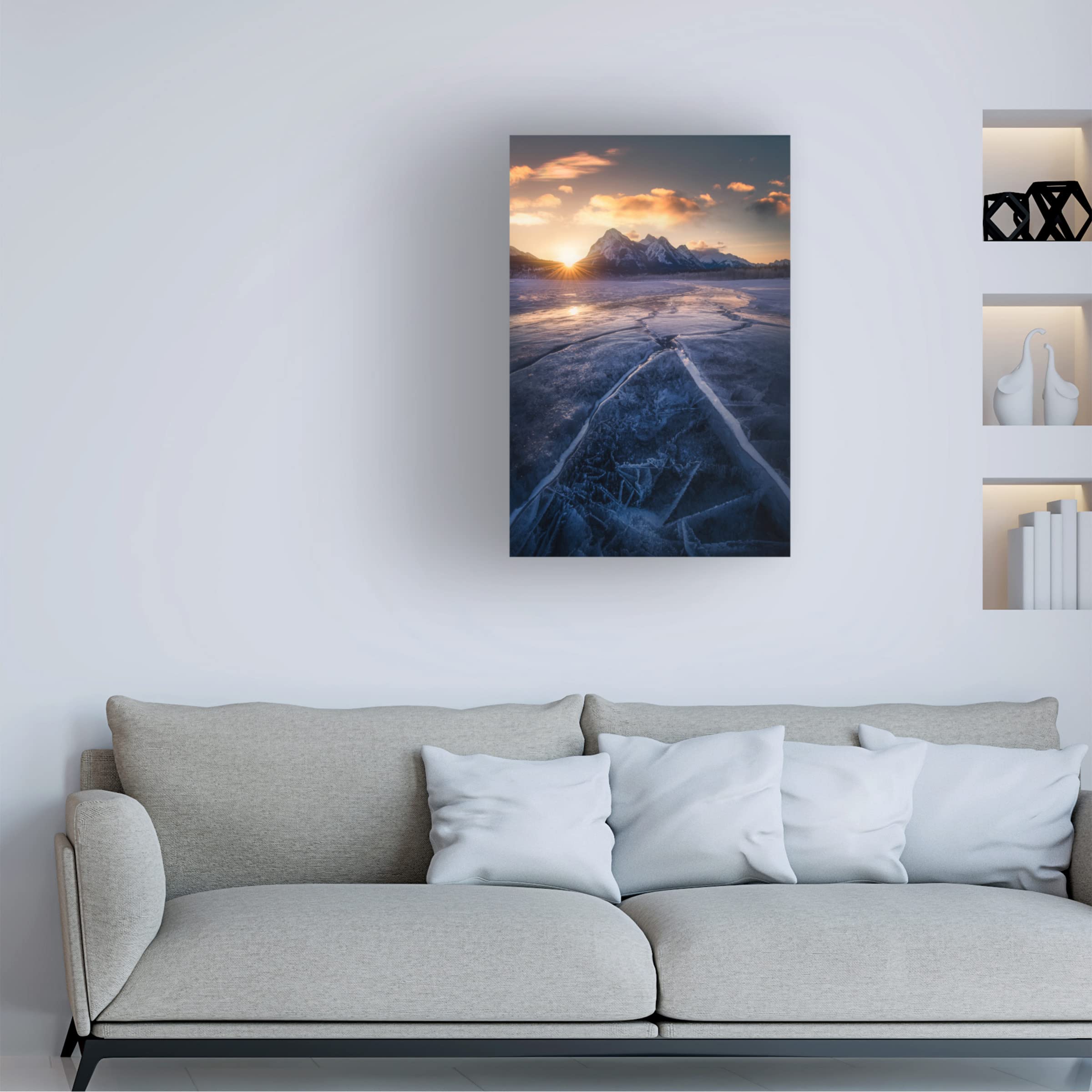 Trademark Fine Art 'Winterscape' Canvas Wall Art by Leah Xu - Stunning Winter Landscape Painting for Living Room, Bedroom & Office Decor