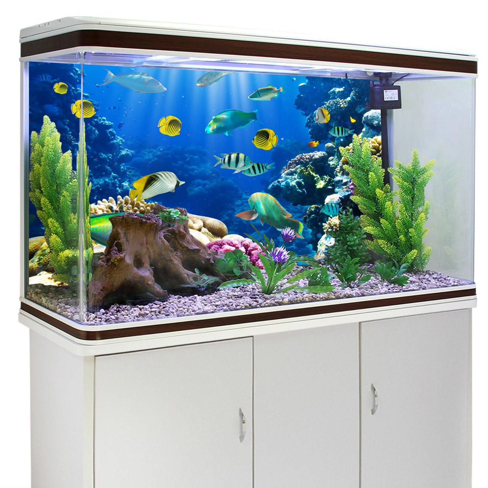 YongFoto 48x18 Inch Ocean Theme Fish Tank Background - Coral Seaweed Reef Rock Seafloor Tropical Fish Underwater Scenery Polyester Backdrop for Aquarium, Reptile Habitat & Terrarium | Perfect for Home Decor, Aquatic Pet Environments and Underwater Photography