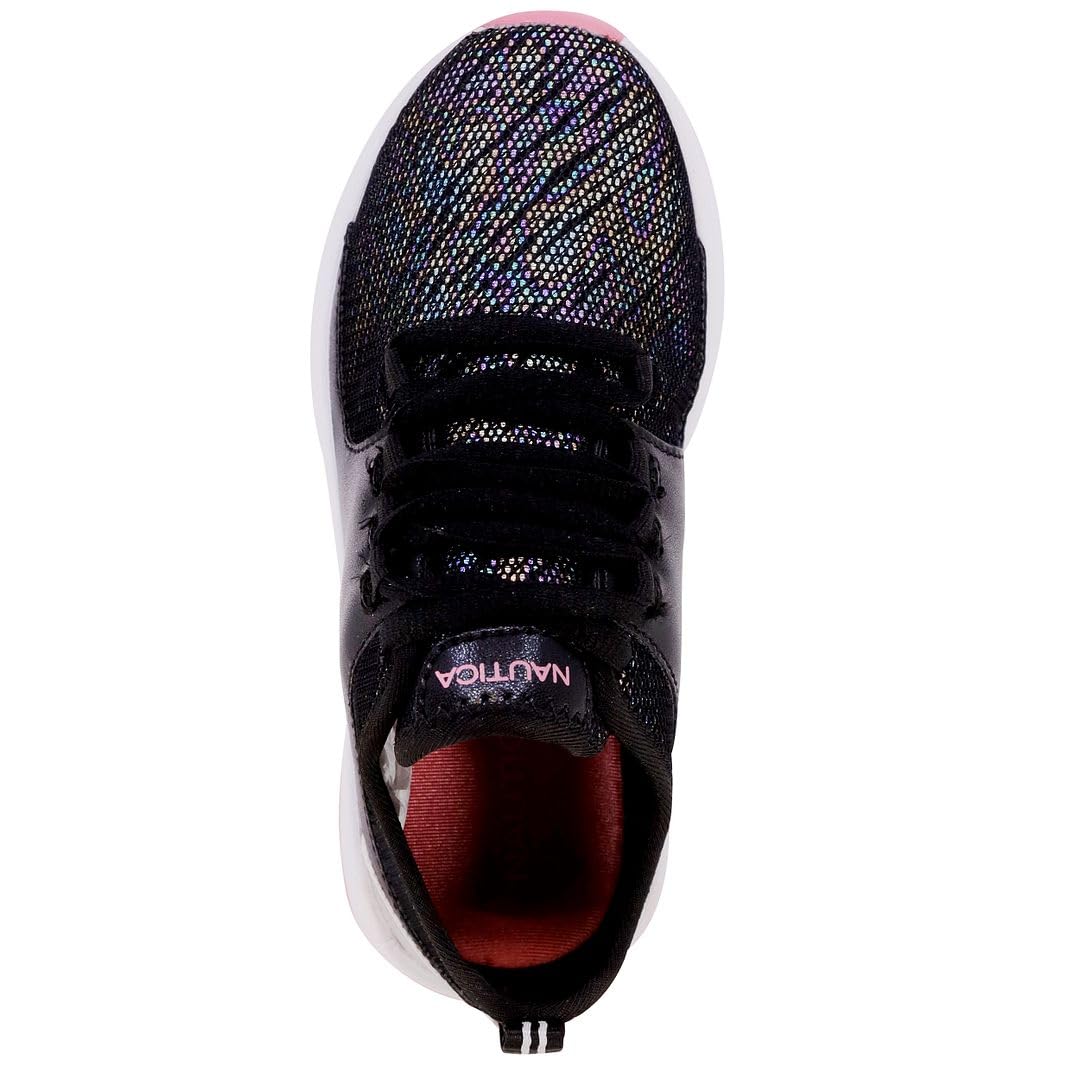 Nautica Kids Girls Metallic Fashion Sneakers - Lace-Up Athletic Running Shoes for Toddler, Little & Big Kids | Stylish & Comfortable for School, Play & Everyday Wear