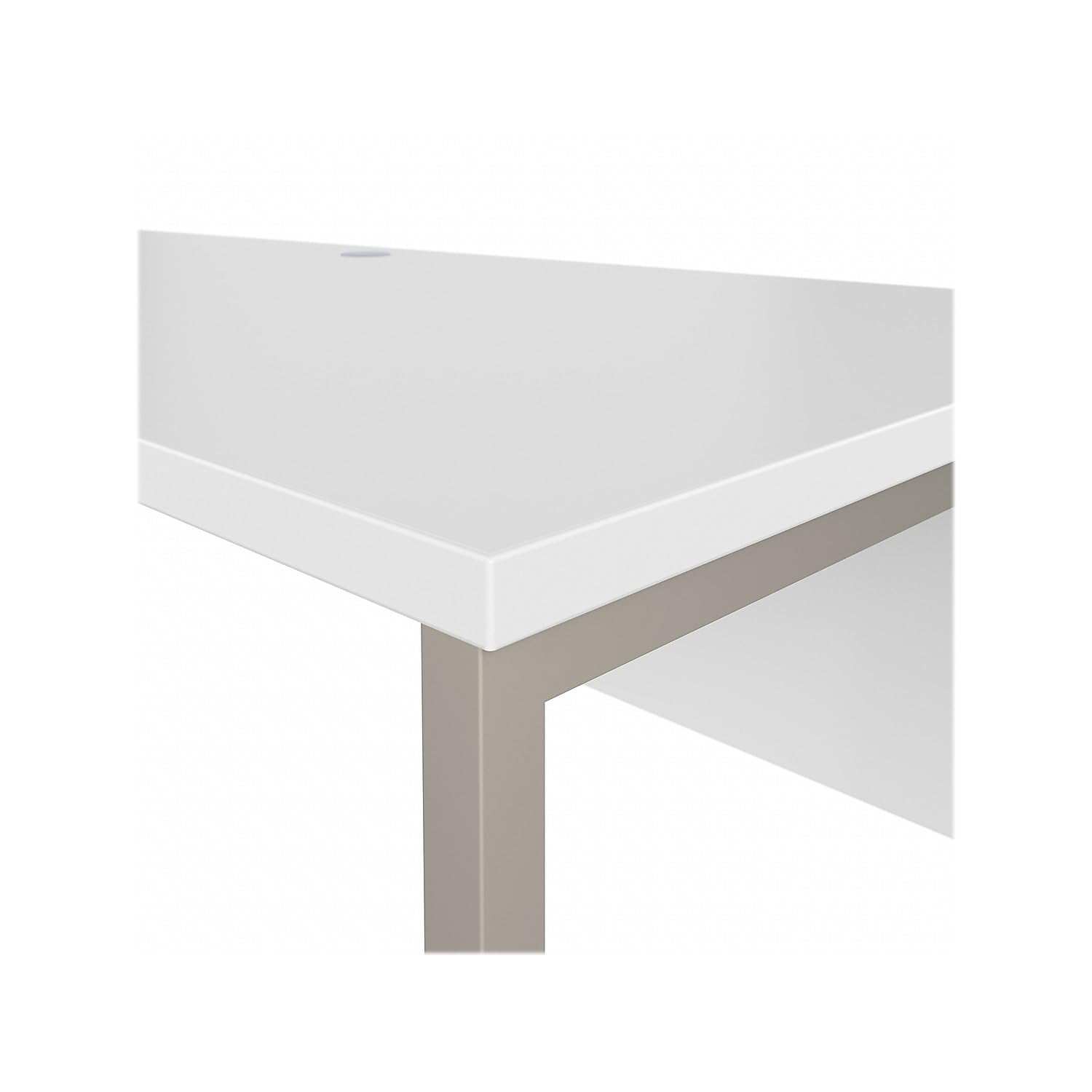 Bush Business Furniture Hybrid 72W x 30D White Computer Desk with Metal Legs - Perfect for Home Office, Study Room & Workspace