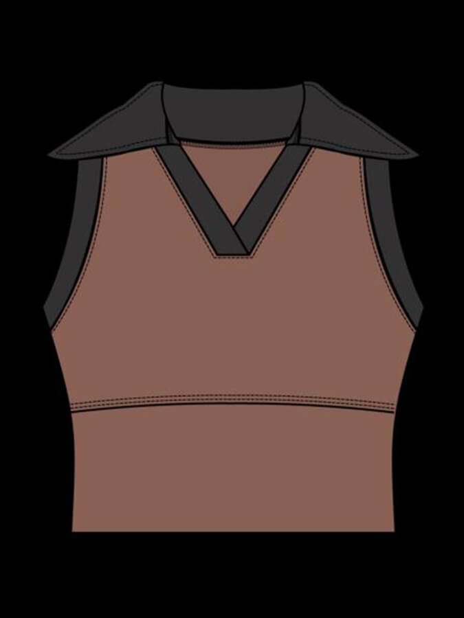 Tavi Contrast Polo Women's Tank Top - Stylish Clove Ebony Color for Casual Wear, Gym & Summer Outfits
