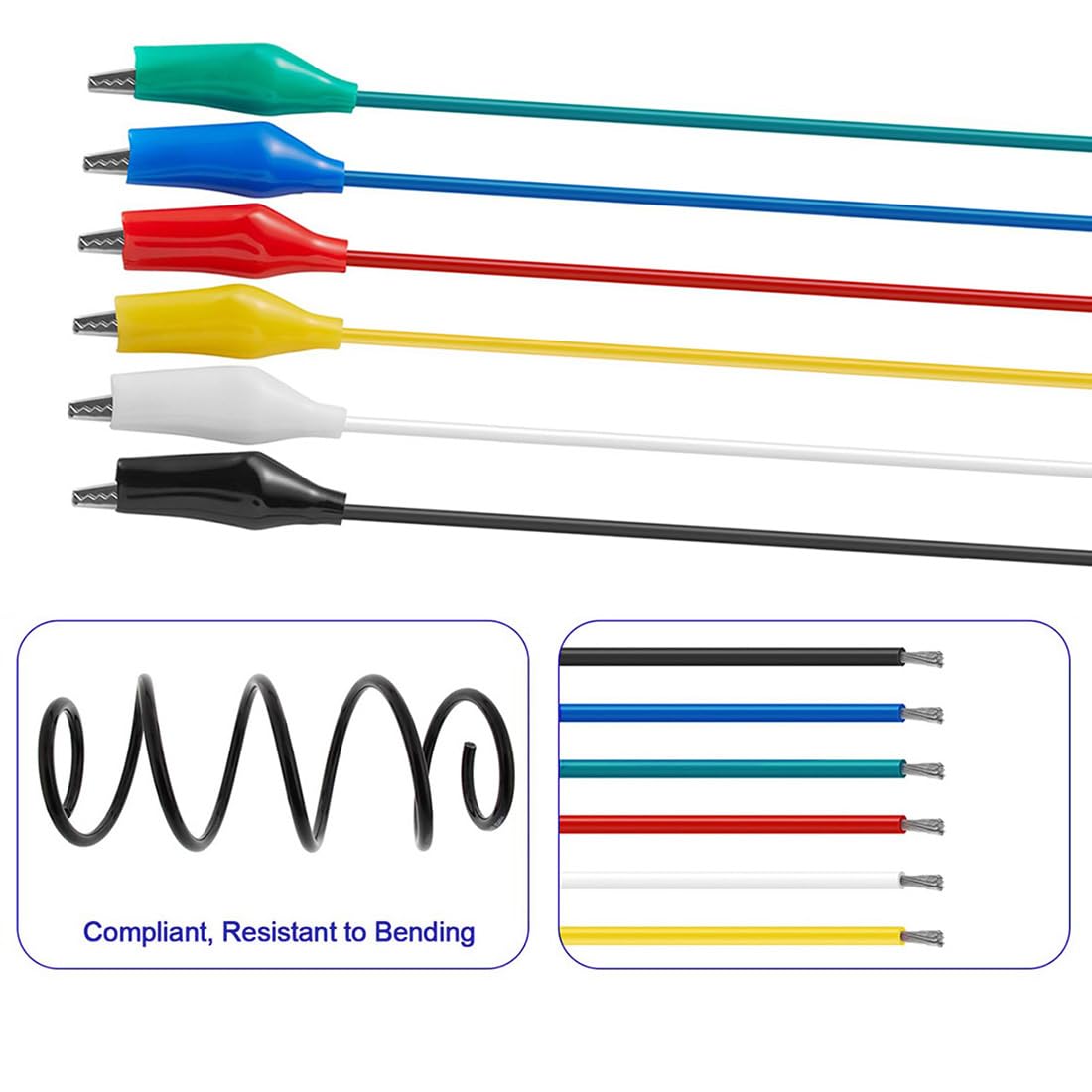 24 PCS Insulated Alligator Clips with Wires - 6 Colors for Crafts & Electrical Testing