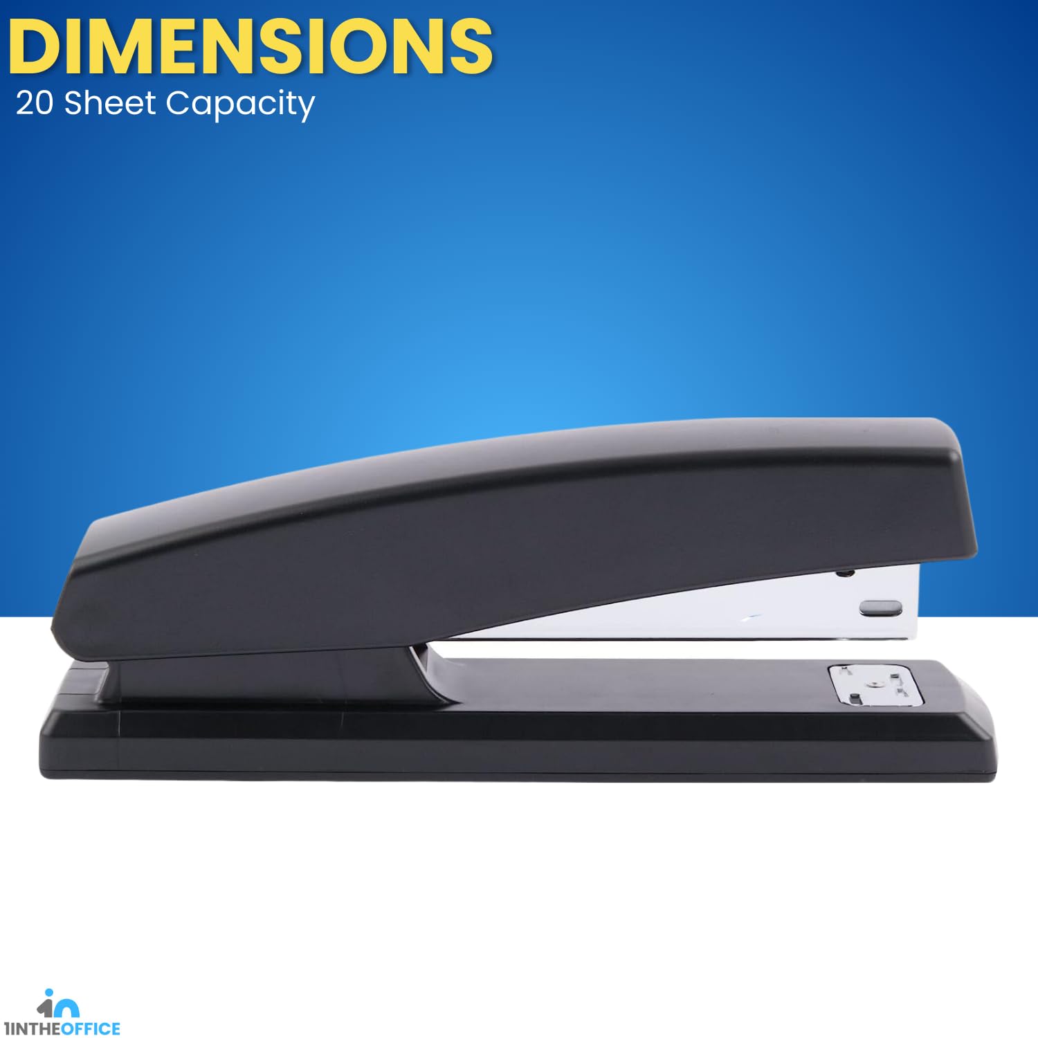 1InTheOffice Heavy Duty Desk Stapler - 2 Pack Black Office Stapler with 20 Sheets Capacity for Paper Documents, Files, Reports | Perfect for Home Office, School, Workplace & Business Use