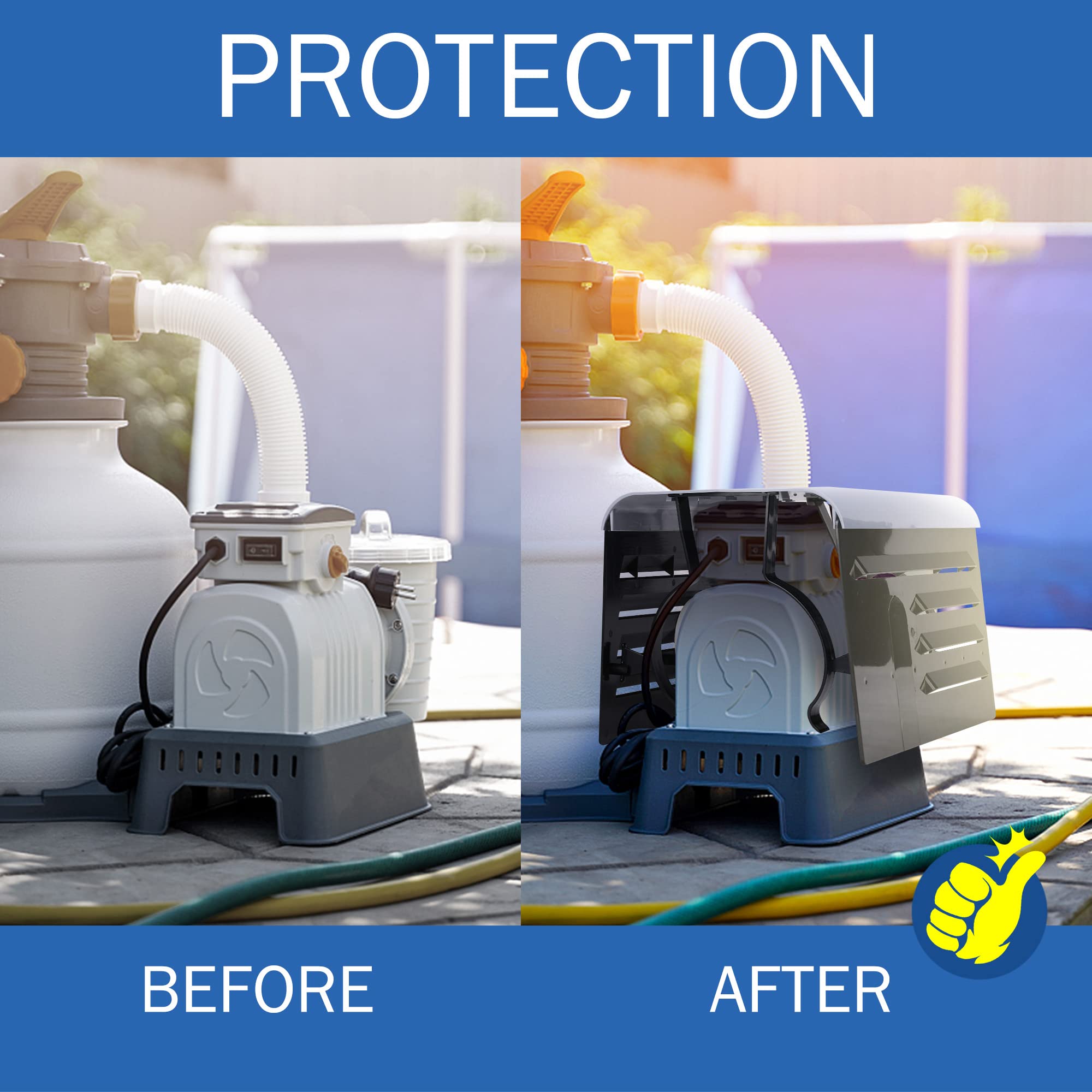 ABS Adjustable Pool Pump Cover for Above Ground & Inground Pools - Weatherproof Outdoor Motor Protection - Perfect for Winterizing, Storm Protection & Year-Round Equipment Safety