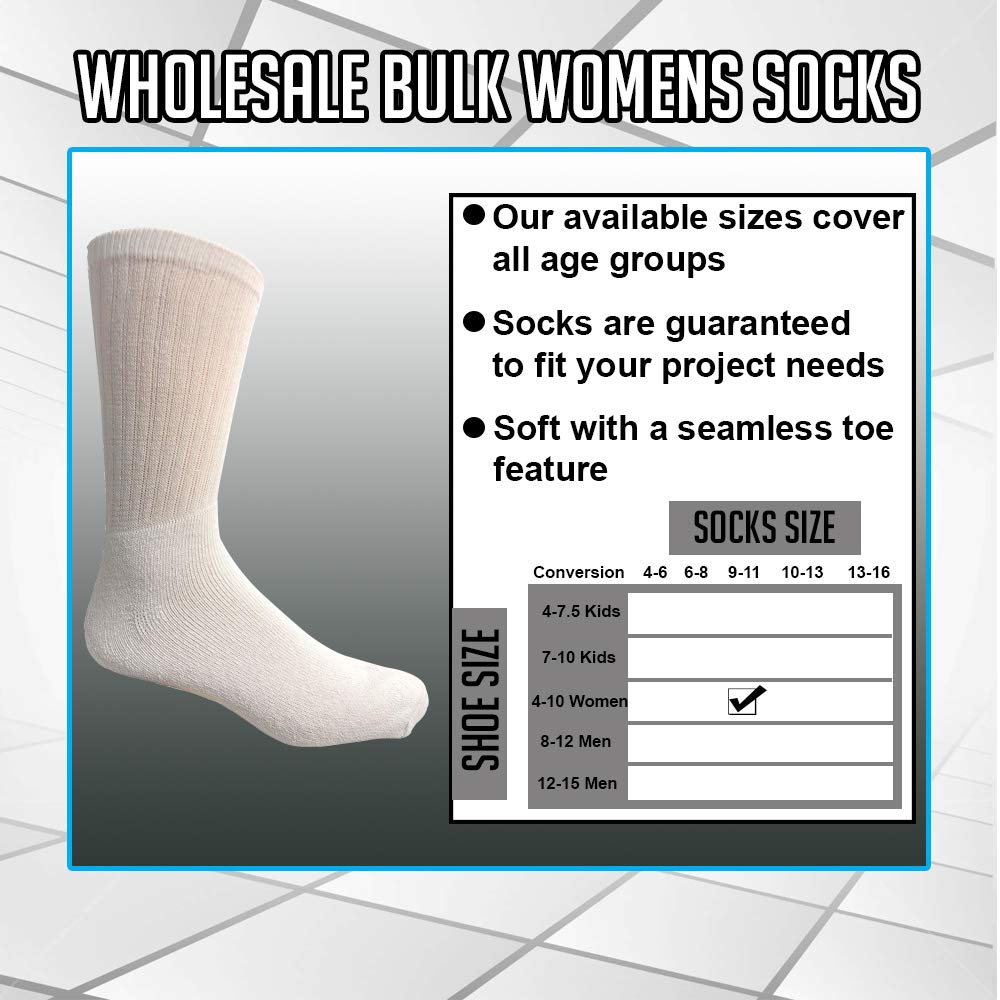 240 Pairs Bulk Wholesale Women's Crew Socks - Cotton Athletic Sports Socks for Running, Hiking & Casual Wear (Size 9-11) | Yacht & Smith Brand
