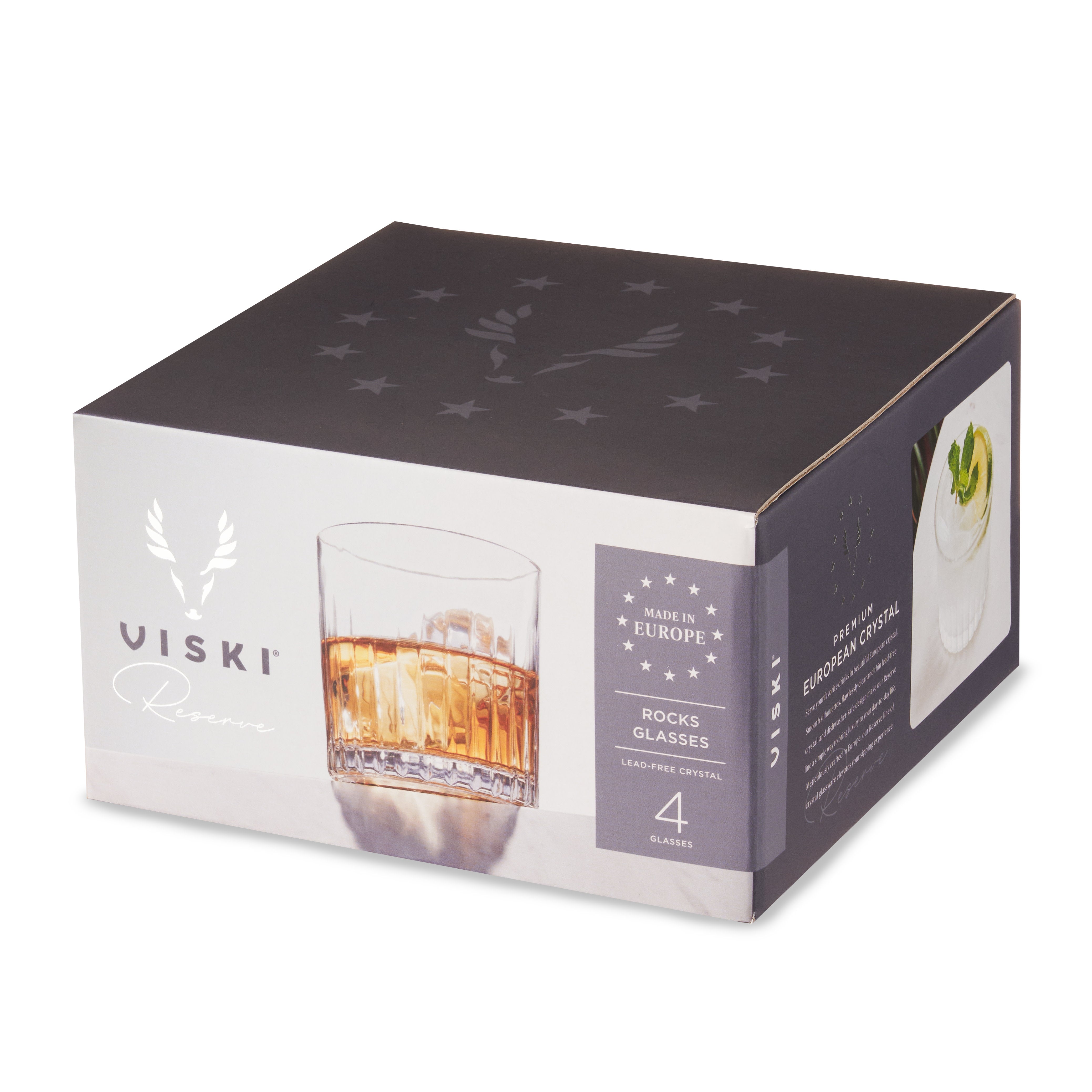 Premium Reserve Milo Crystal Whiskey Glasses Set of 4 - Elegant Barware for Scotch, Bourbon & Cocktails - Perfect for Home Bars, Dinner Parties & Gifts