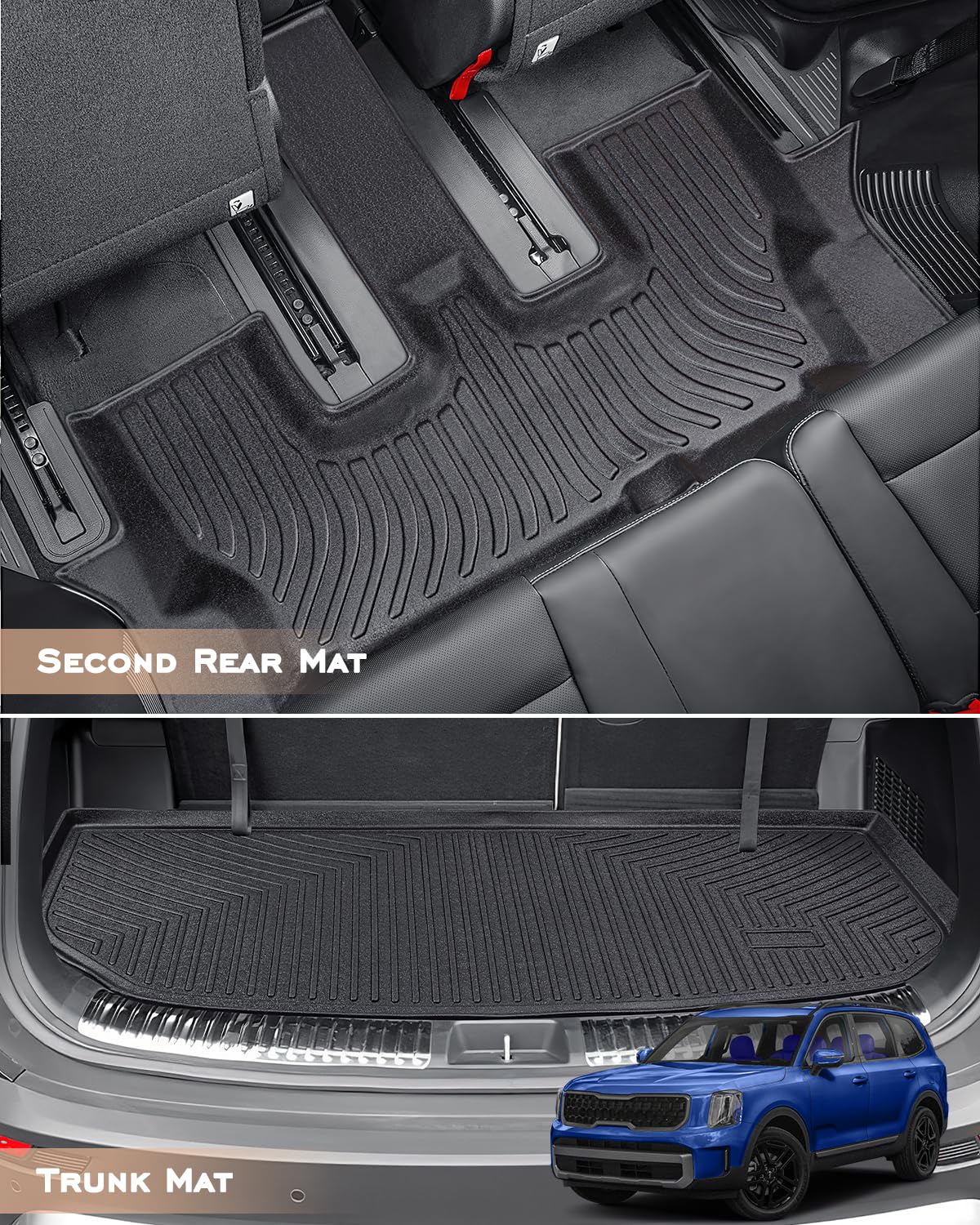 All-Weather Floor Mats for Kia Telluride 2020-2025 - Custom Fit Car Mats with Cargo Liner | Durable Trunk Mat Interior Accessories | Perfect for Road Trips, Family Travel & Outdoor Adventures