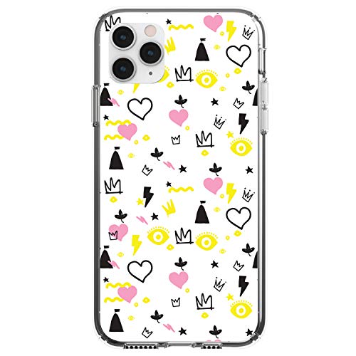 Girl Power - Crown Hearts Castle Pink Yellow On Clear Case