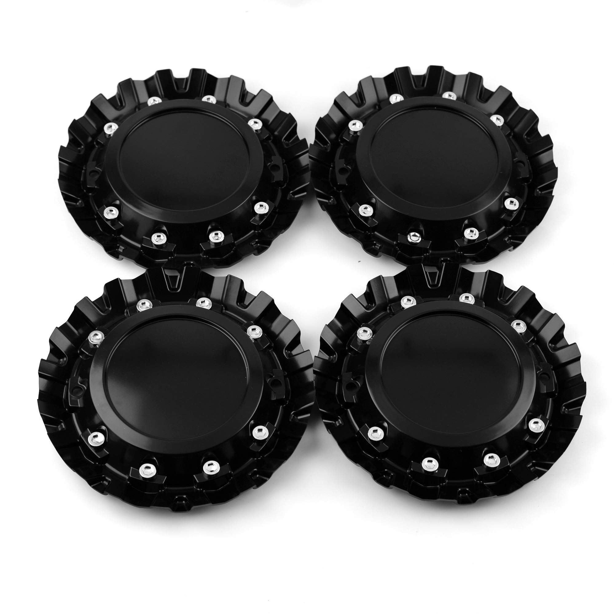 RTRHINOTUNING 4PCS 175mm (6.89 Inch) Black Wheel Center Caps - Universal Hub Caps for Car, Truck & SUV Rims - Durable Wheel Rim Covers for Alloy Wheels (Perfect for Off-Road, Daily Driving & Customization)