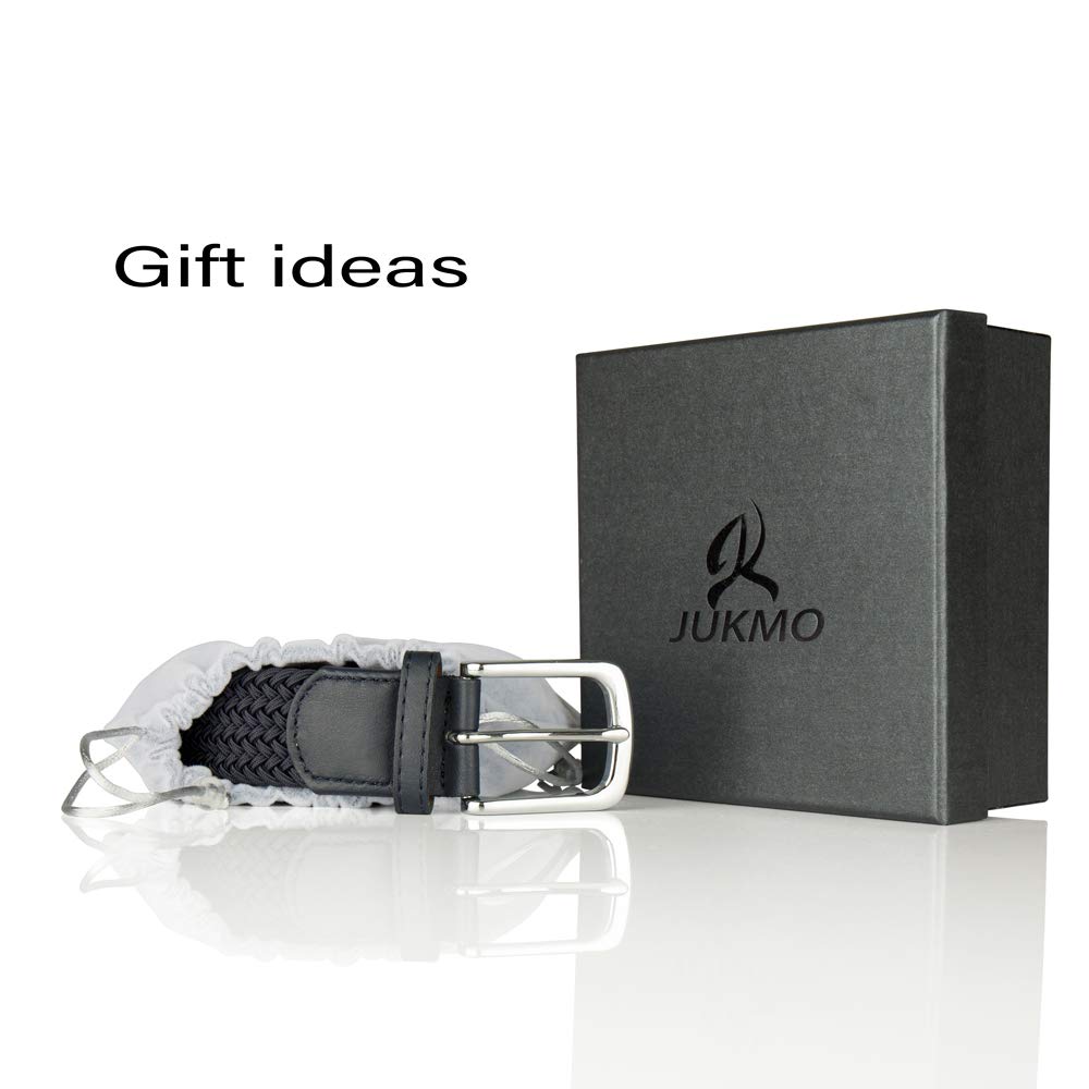 JUKMO Elastic Braided Belt for Men & Women - Adjustable Stretch Woven Waist Belt with Gift Box - Perfect for Casual Wear, Office Outfits & Jeans