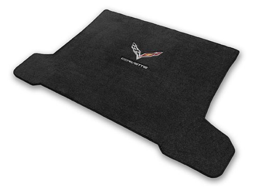 2014-2017 C7 Corvette Coupe Jet Black Trunk Liner Mat with Crossed Flags & Corvette Logo - Premium Car Accessories for Protection & Style | Perfect for Road Trips & Car Shows